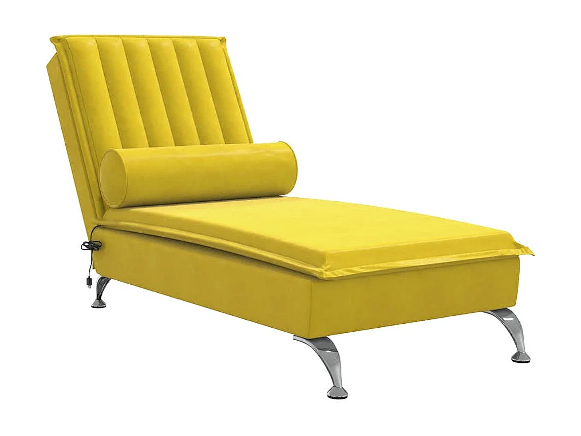 Kerrville  Chaise longue de massage avec traversin jaune velours