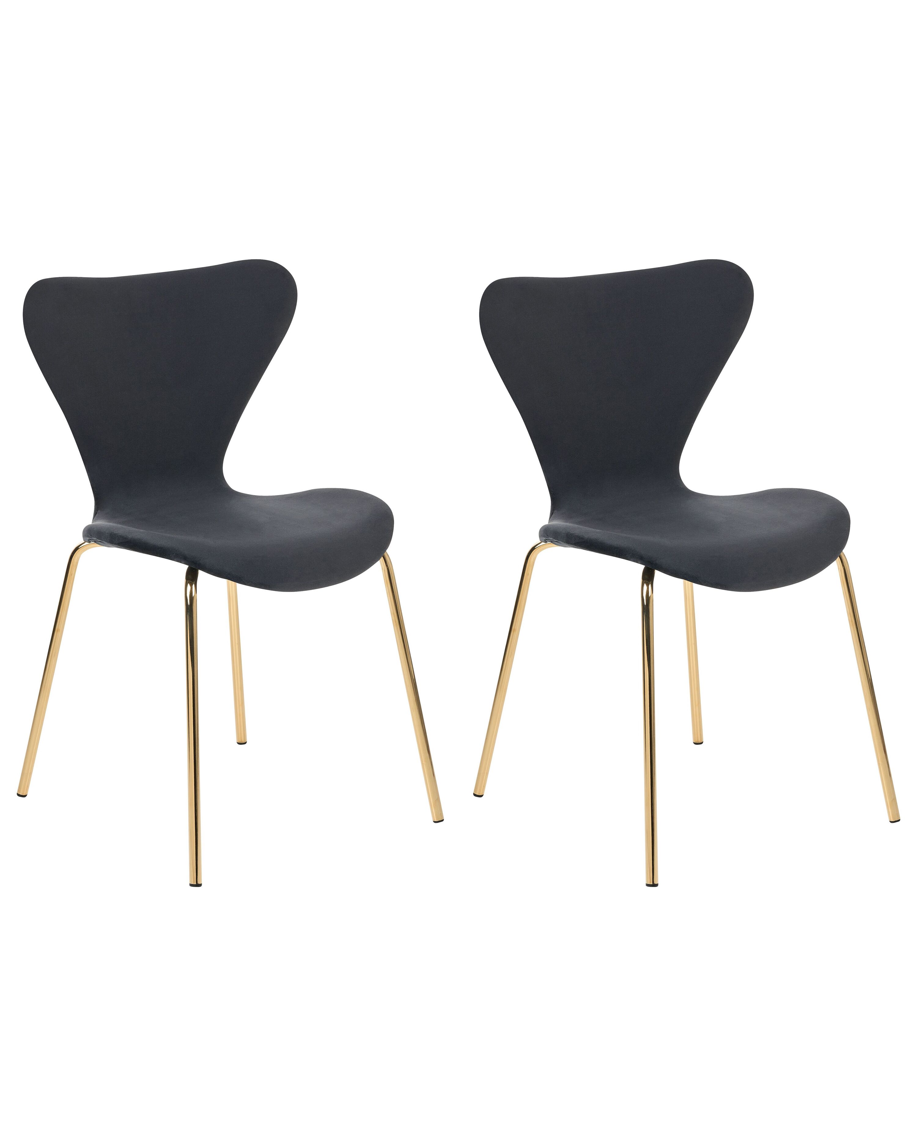 Set of 2 Dining Chairs BOONVILLE Velvet Black