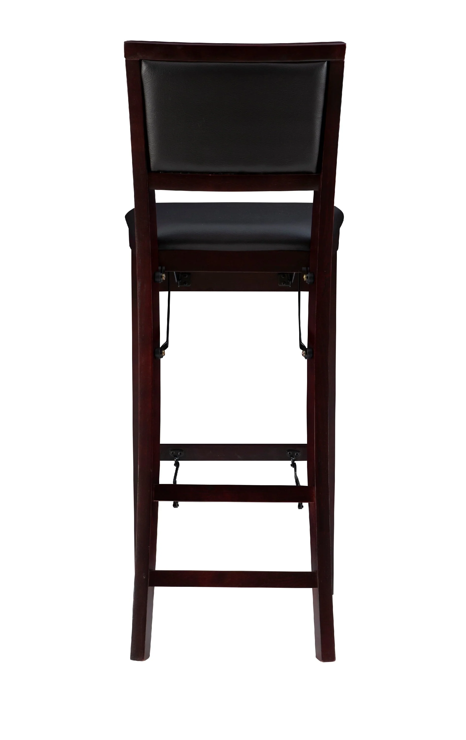 Linon Kristle Folding Padded Bar Stool, 30" Seat Height, Espresso Finish with Dark Brown PVC Fabric - Image 7
