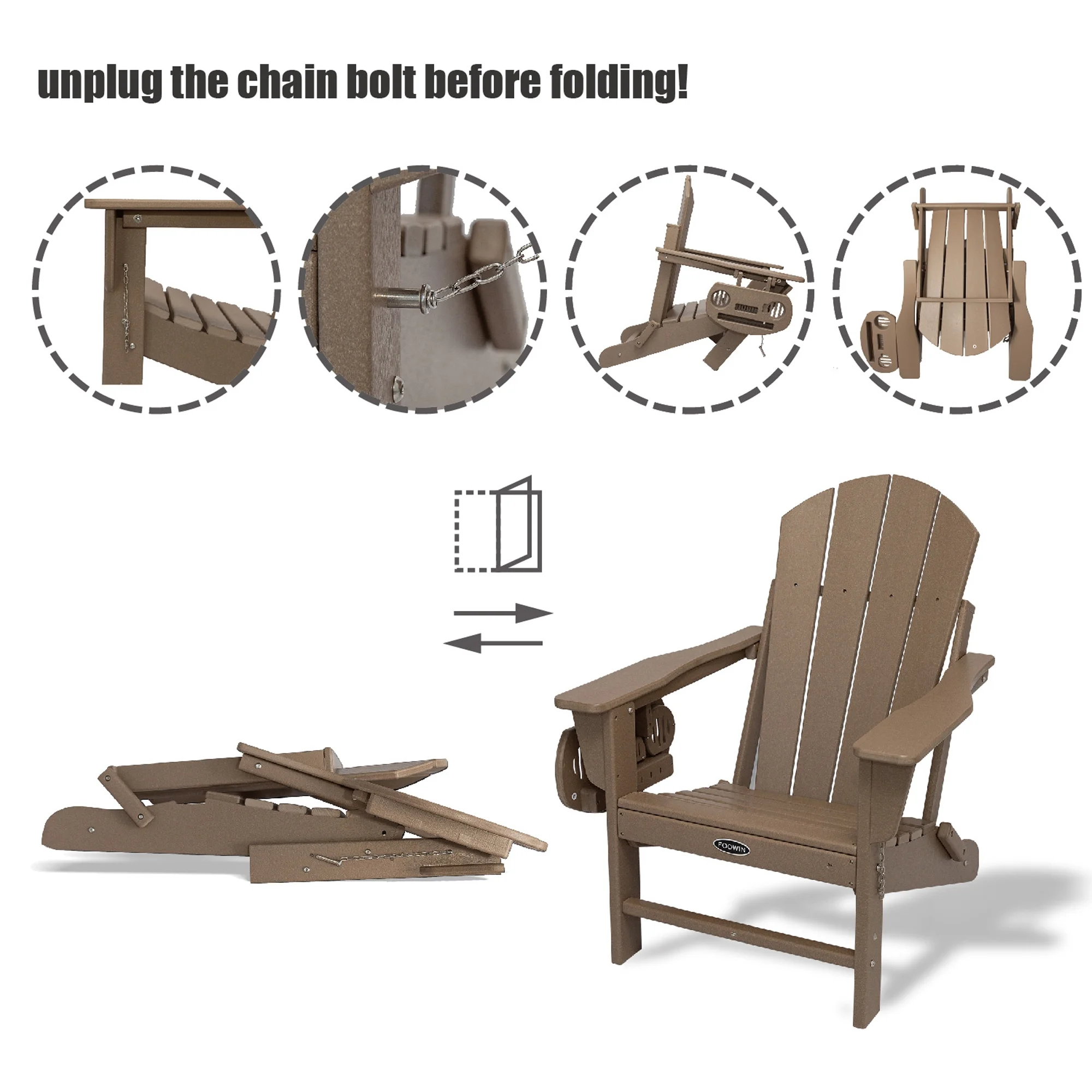 FOOWIN HDPE Plastic Adirondack Chairs Set of 4, Black - Image 107