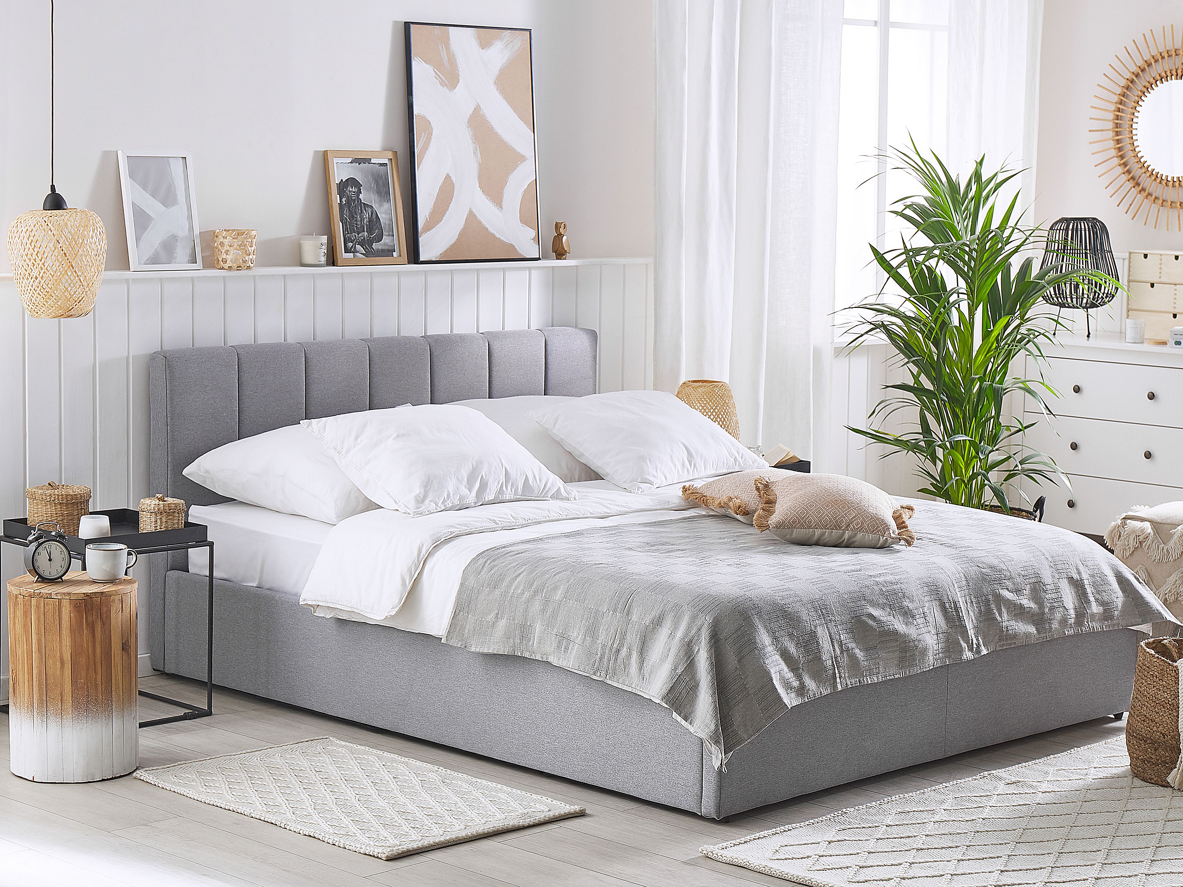 Ottoman Bed Fabric DREUX 180 x 200 cm (EU Super King) Light Grey