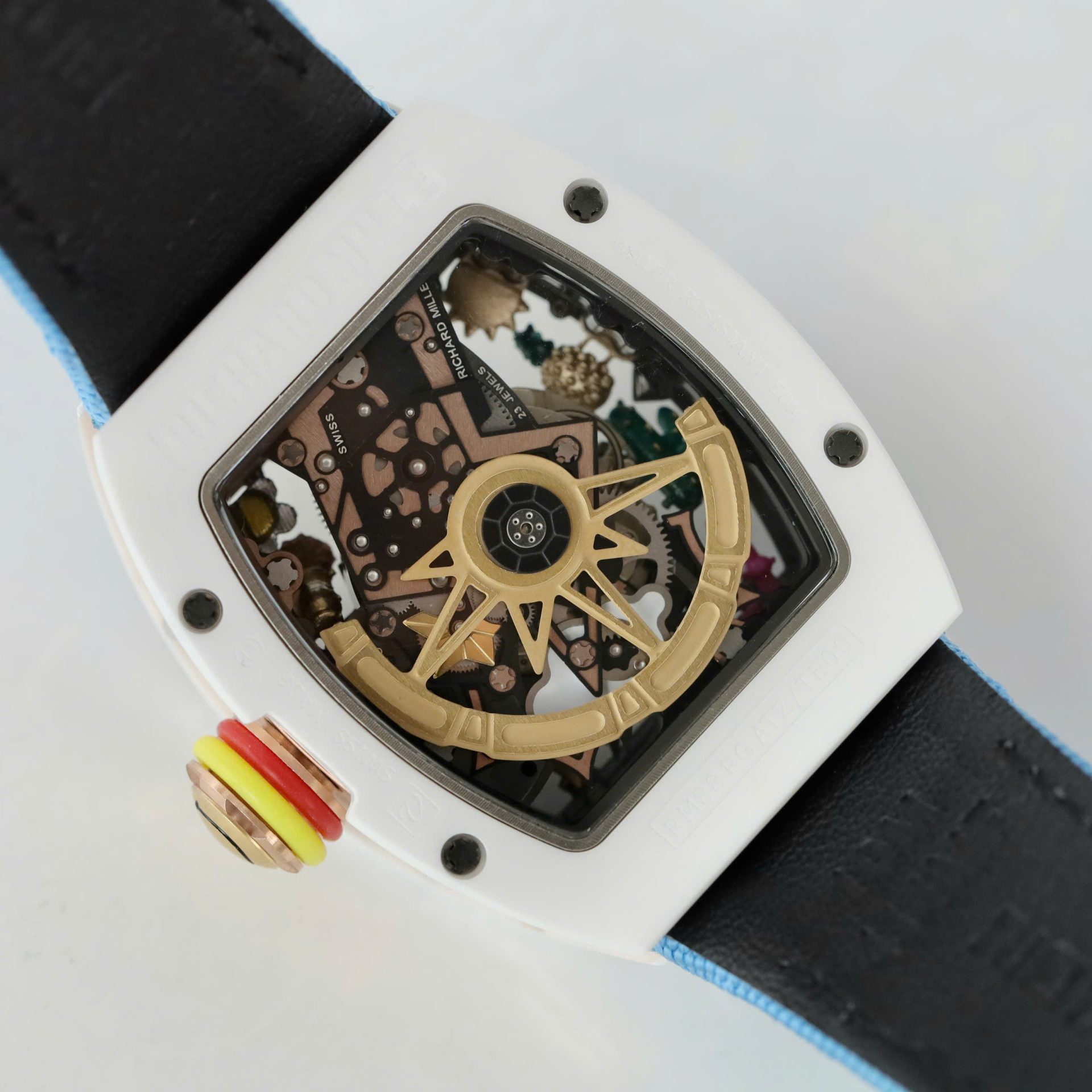 Richard Mille Copies Watches RM88 Smiley Fabic Nato Strap Blue 42mm - Top club