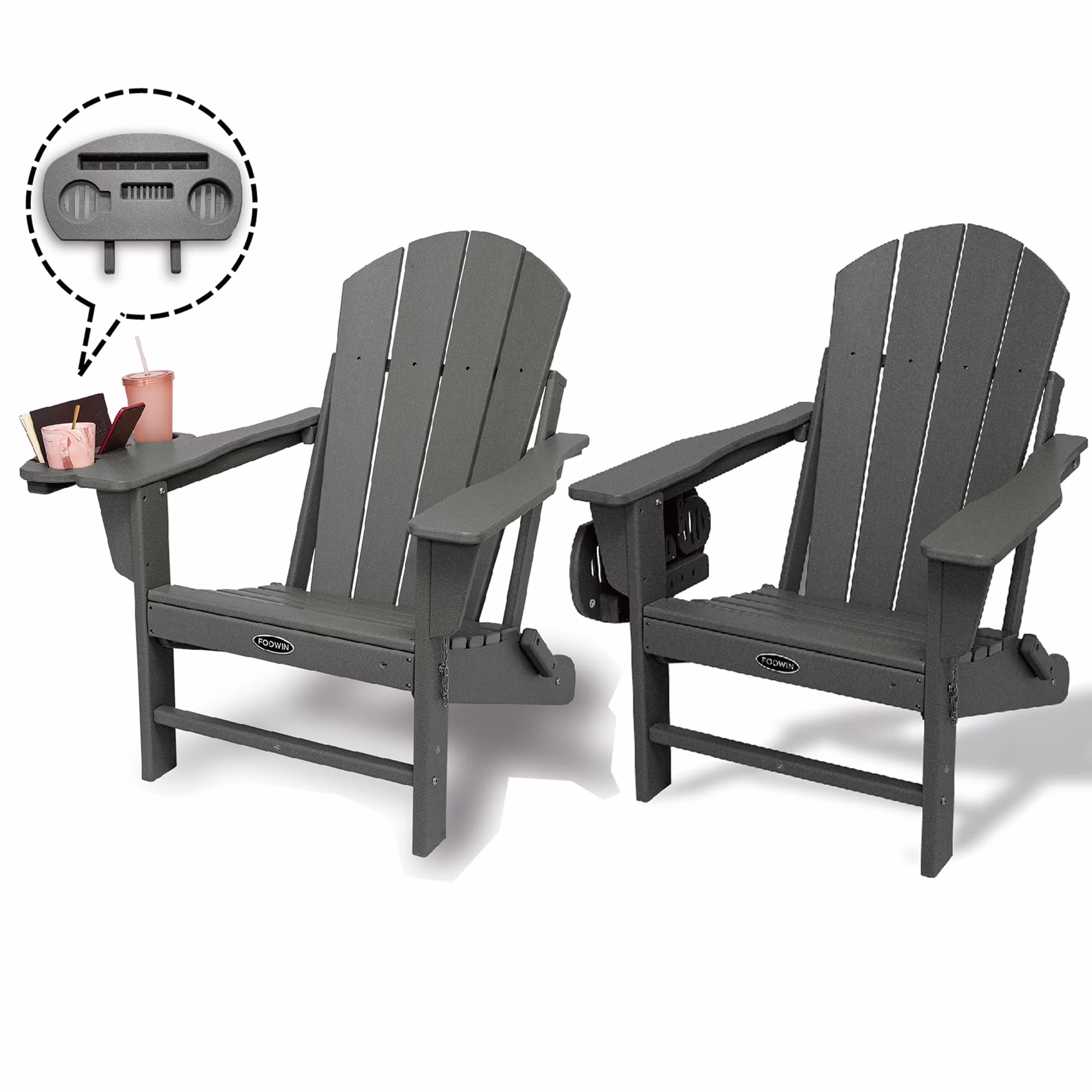 FOOWIN HDPE Plastic Adirondack Chairs Set of 4, Black - Image 53