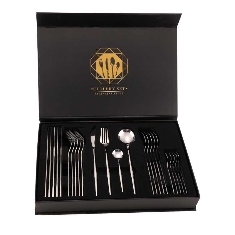 Factory Price Portable Cutlery Set 24 Pieces Stainless Steel Flatware Luxury Cutlery Spoon Fork and Knife Set With Fancy Box