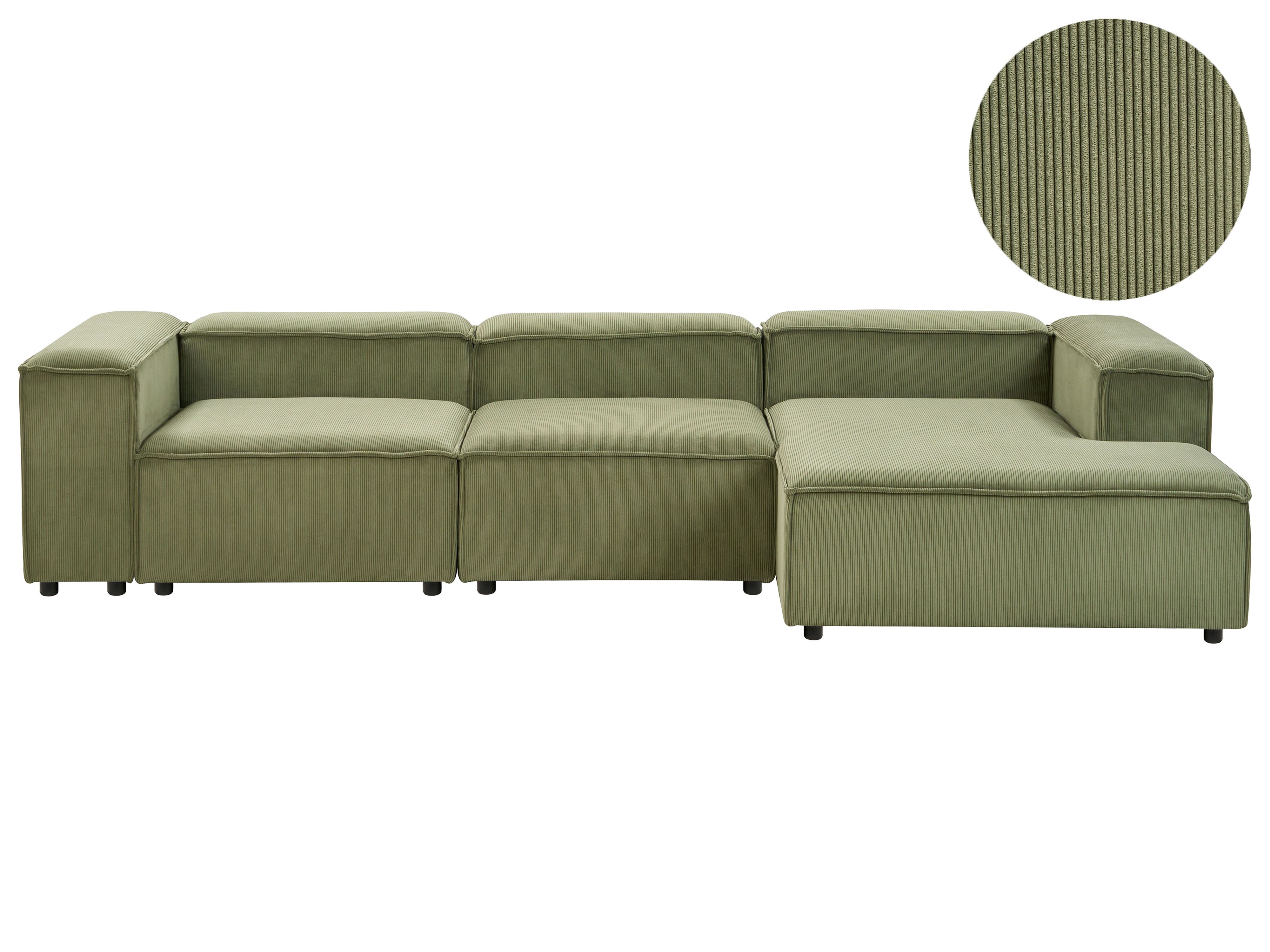 Modular Corner Sofa 4 Seater ARDAL Corduroy Green Left Hand