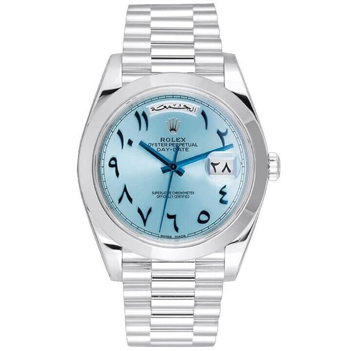 Rolex Day-Date 40 228206 Ice Blue Arabic Dial Replica - Elite Watch Atelier