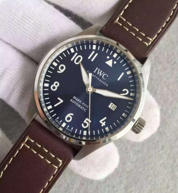 Replica IWC MKF Mark XVIII Le Petit Prince Blue Dial Leather Strap A2892 - Top club