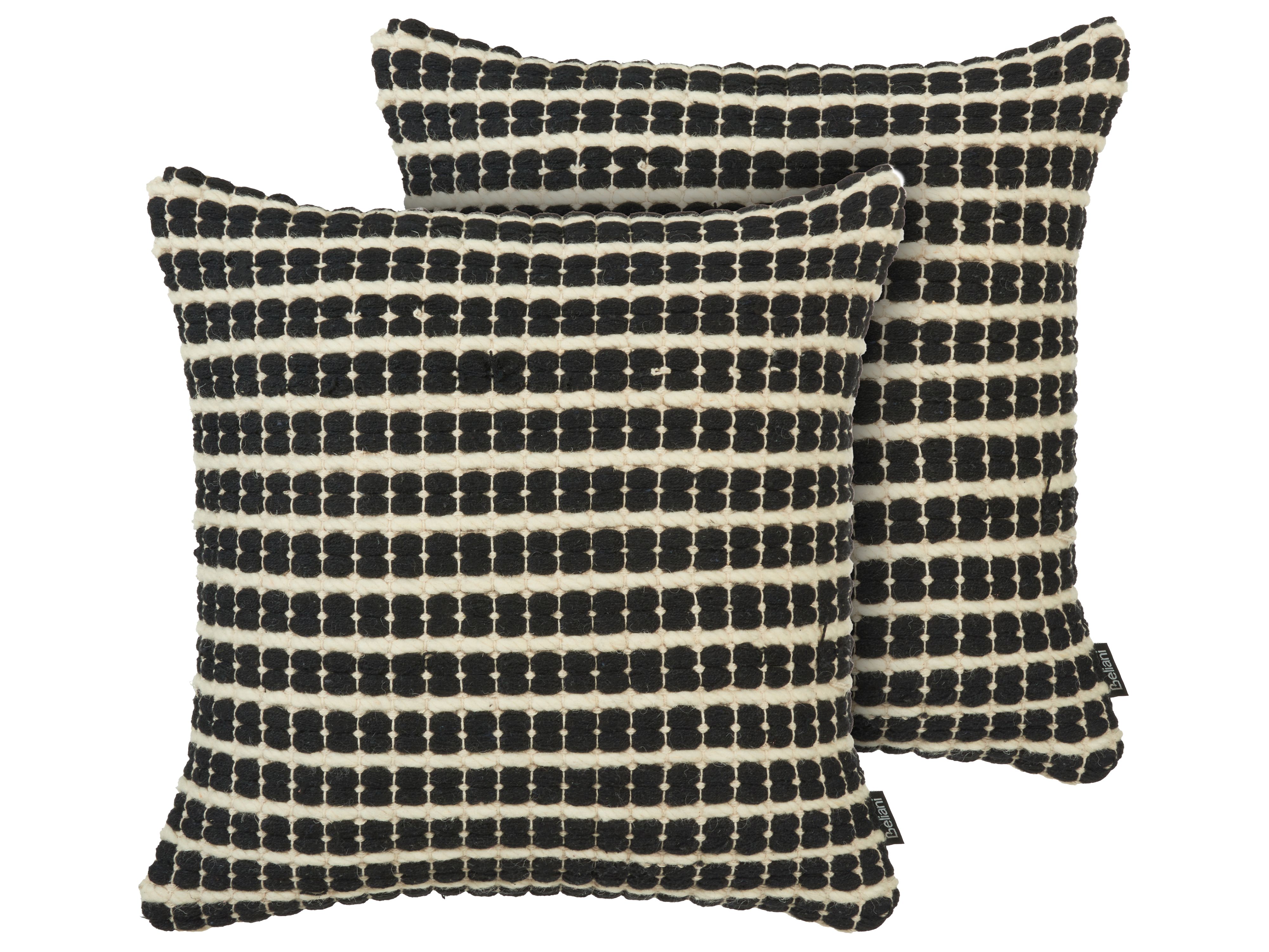 Set of 2 Decorative Cushions YONCALI Cotton 45 x 45 cm Black Checked