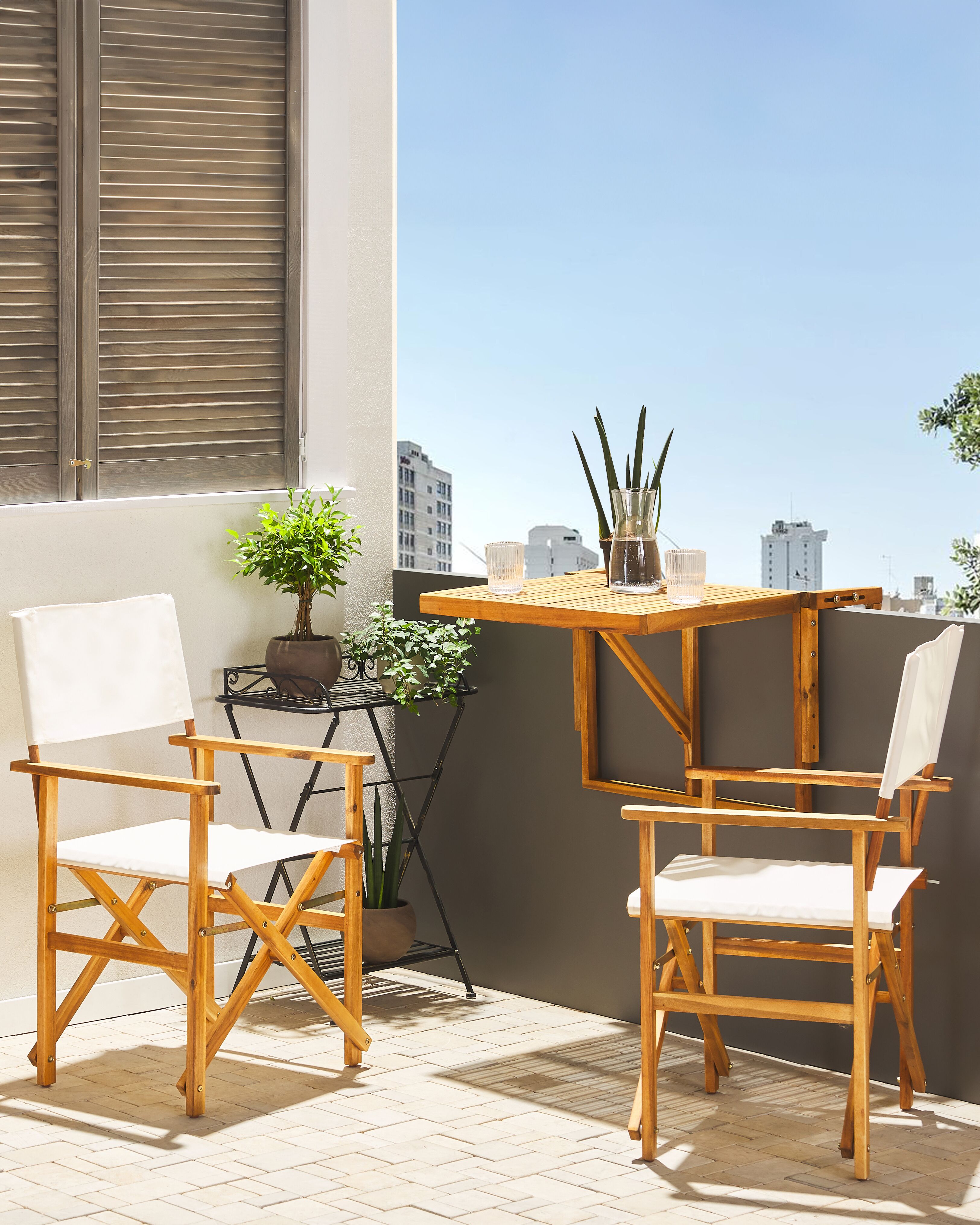 Set of 2 Garden Chairs CINE Acacia Wood Off-White