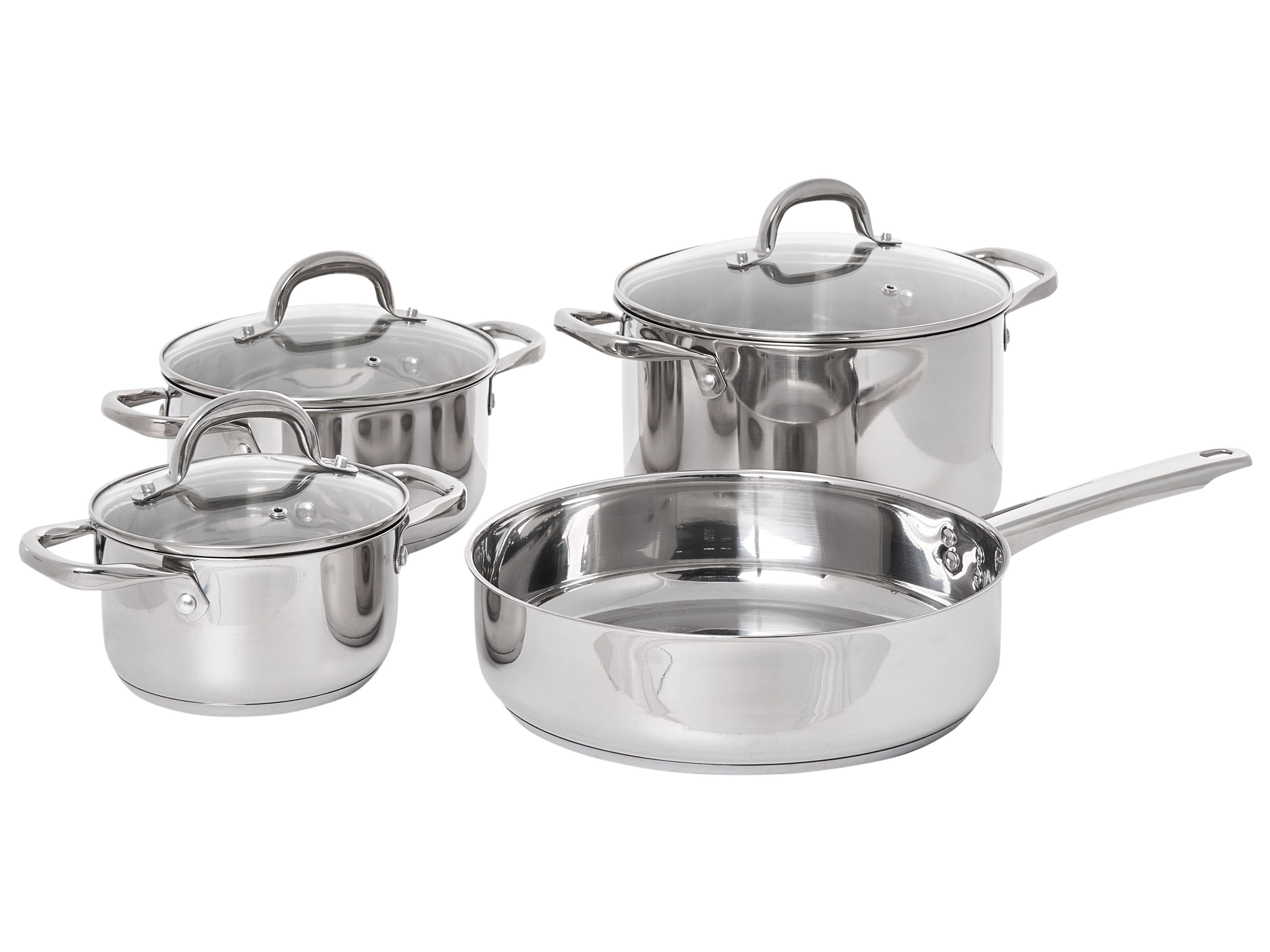 7 Piece Cookware Set PRIMECOOK Stainless Steel Silver