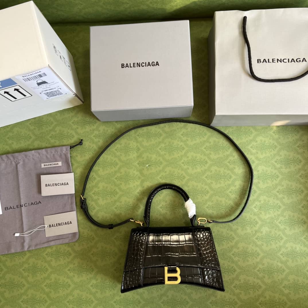Balenciaga Hourglass Leather Top Handle Replica Bag - Replicaclubs