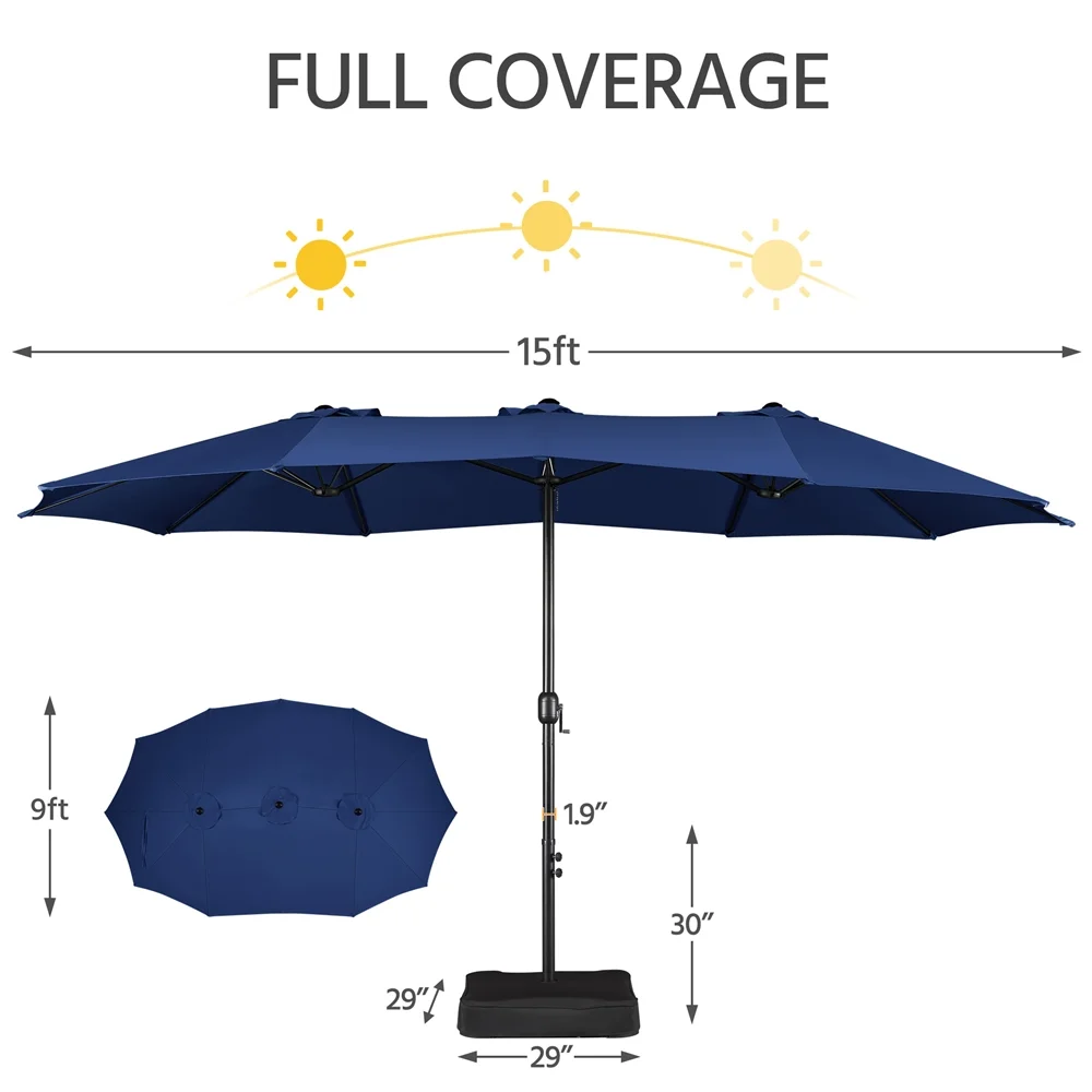 Topeakmart 13ft Patio Parasol Canopy with Crank, Tan - Image 33
