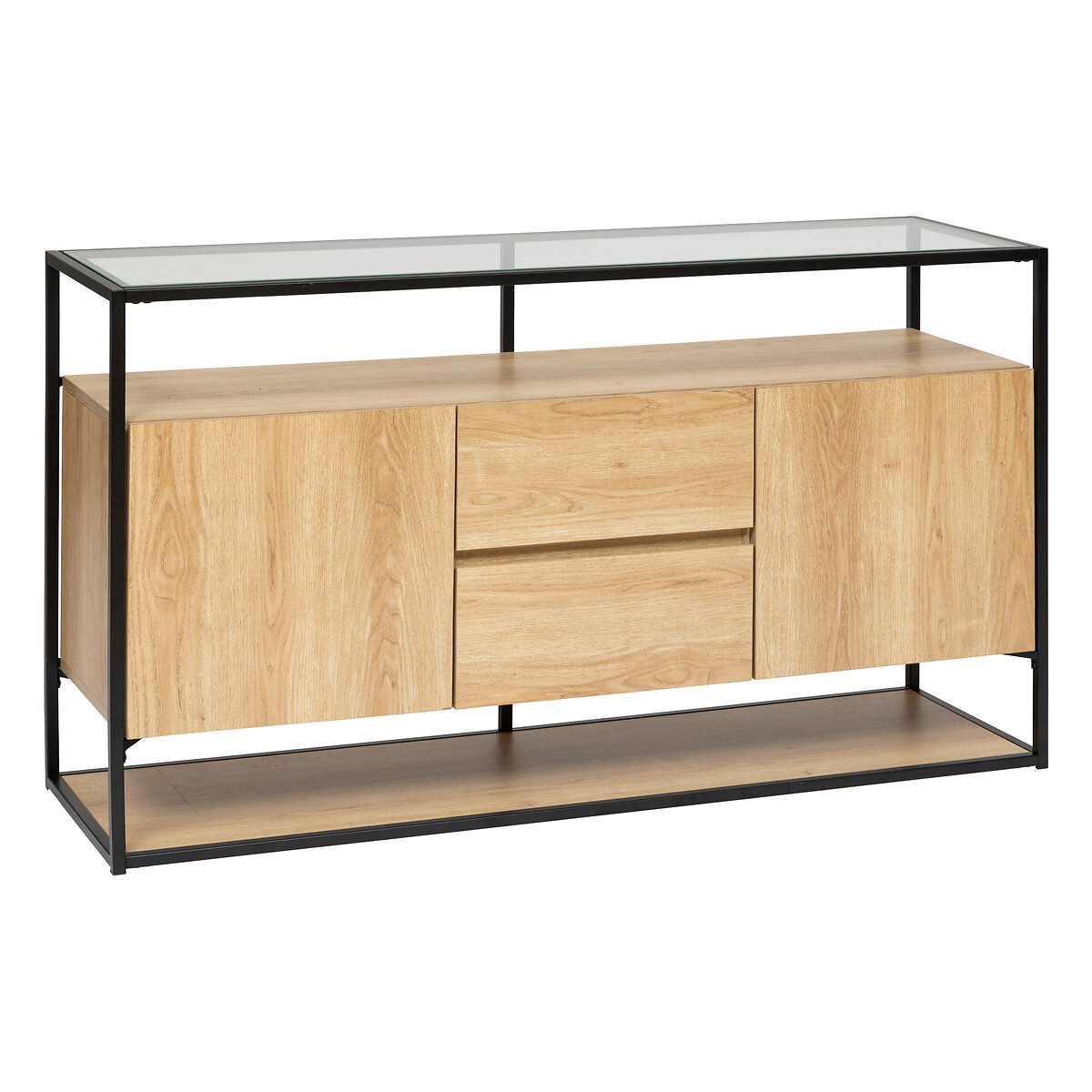 2-door buffet "Aldea" Metal and Wood, Beige, 140x80 cm