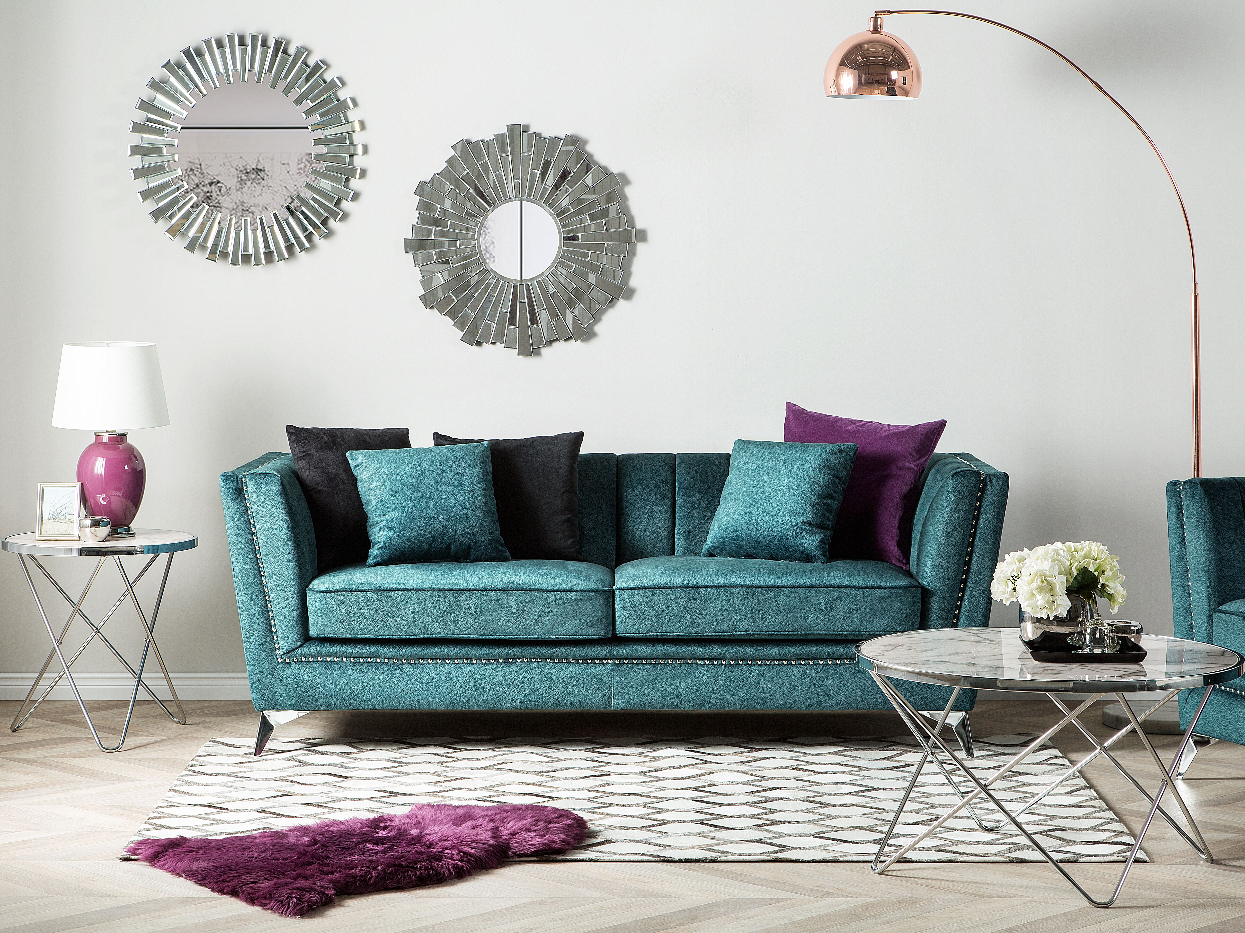 Sofa 3 Seater GAULA Velvet Teal