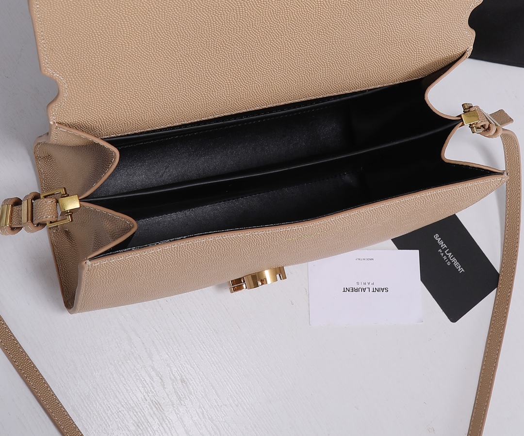 Replica Ysl Cassandra Medium Top Handle Bag- Black/Beige1:1High-quality replica
