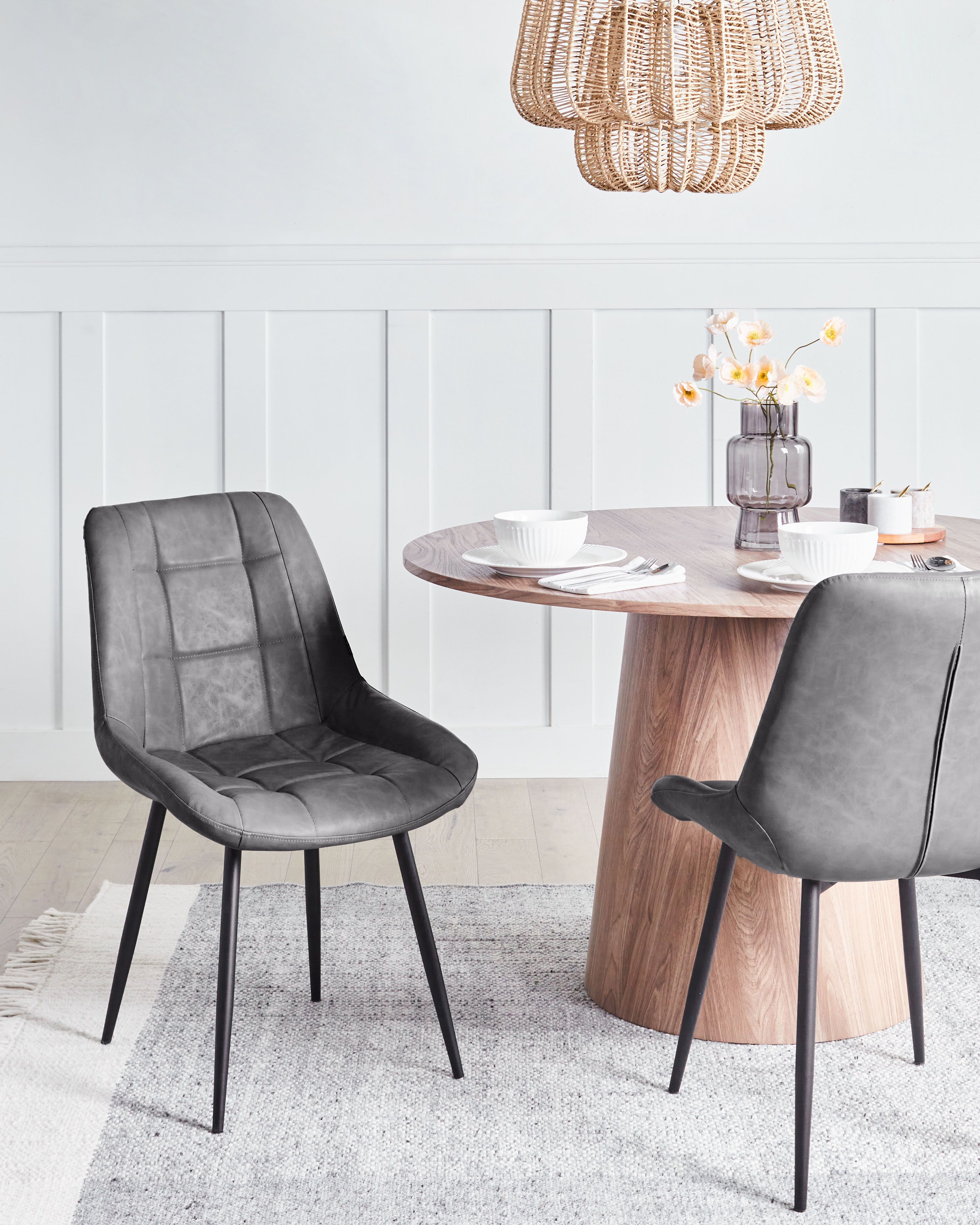 Set of 2 Dining Chairs MELROSE Faux Leather Grey