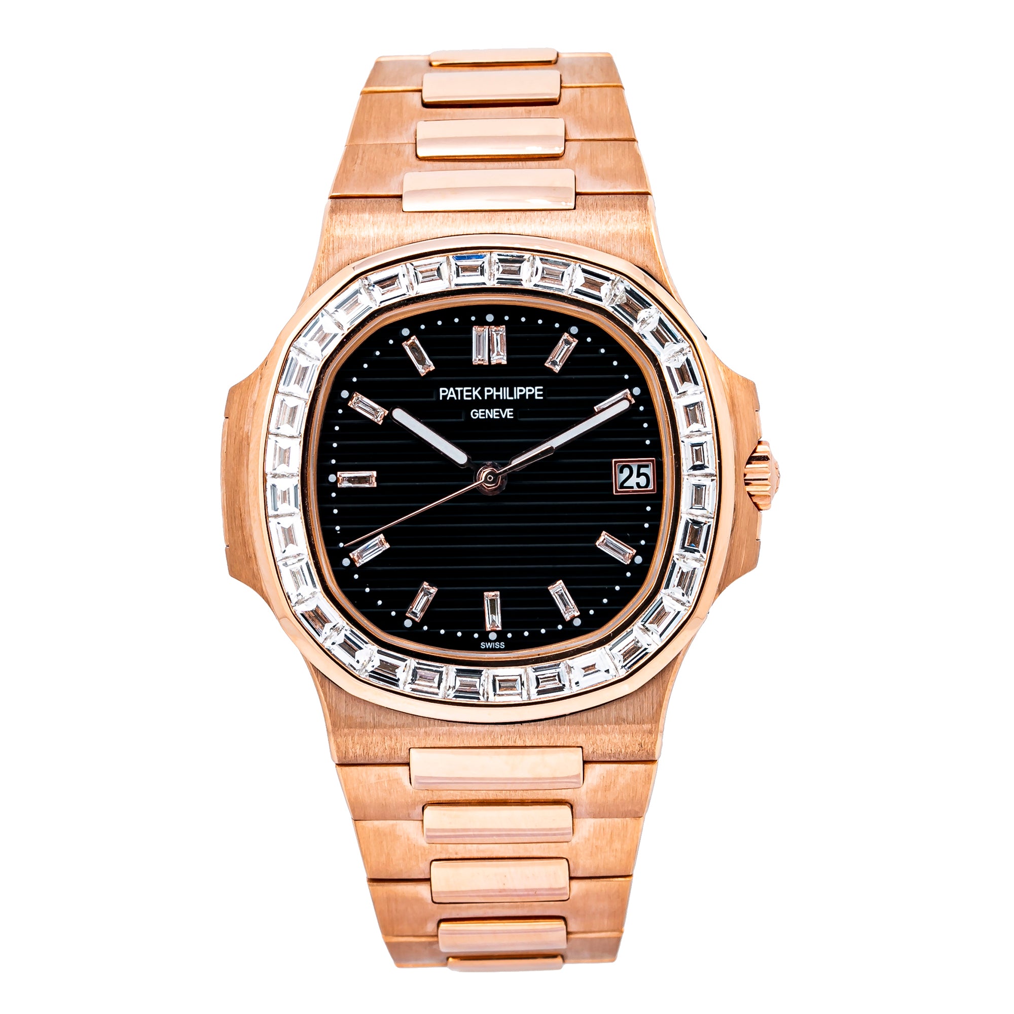 Patek Philippe Nautilus 5711 40MM Black Diamond Dial With Rose Gold Bracelet(1:1 replica) - Top club