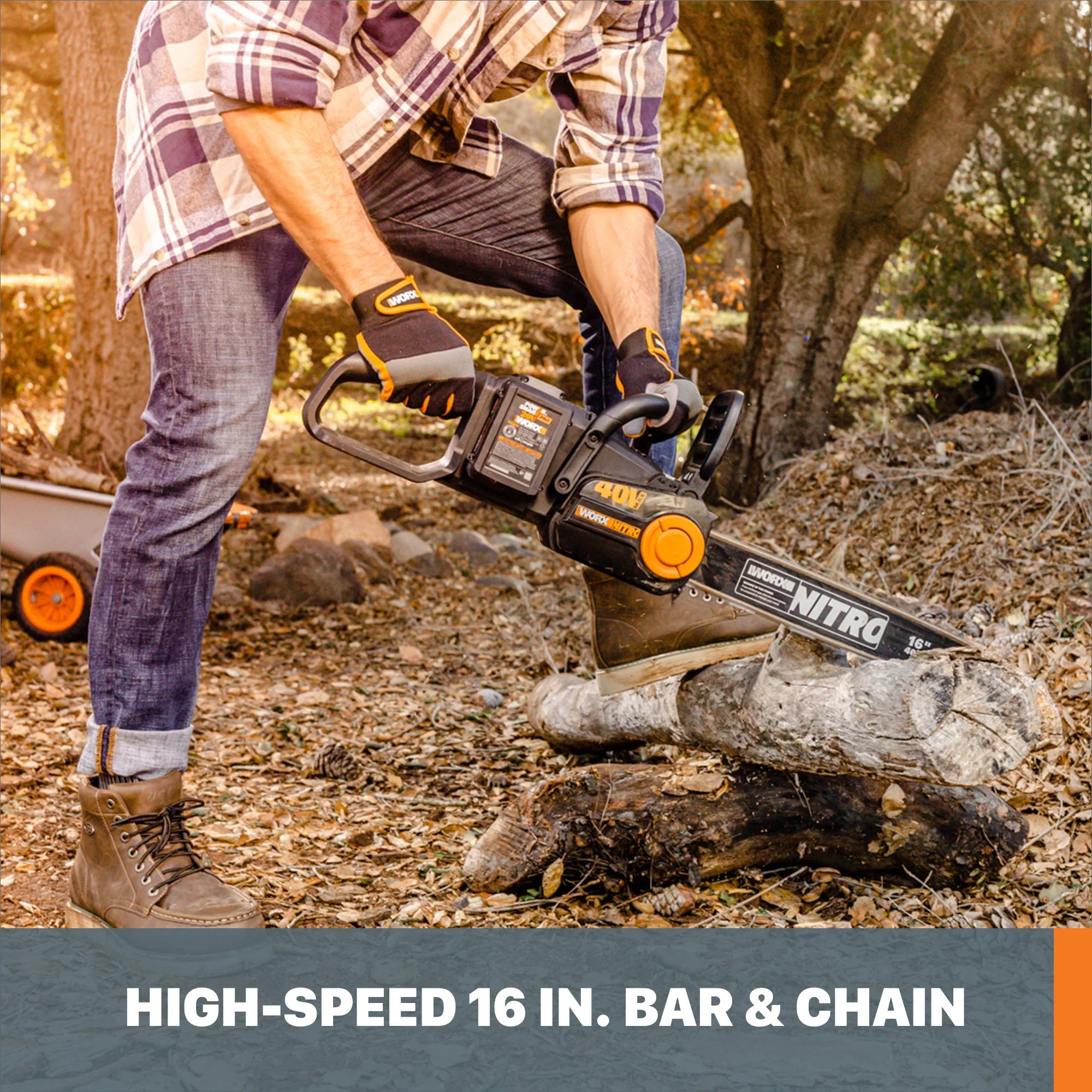 Worx Nitro WG385 40V Power Share PRO 16" Cordless Chainsaw with Brushless Motor - Image 4