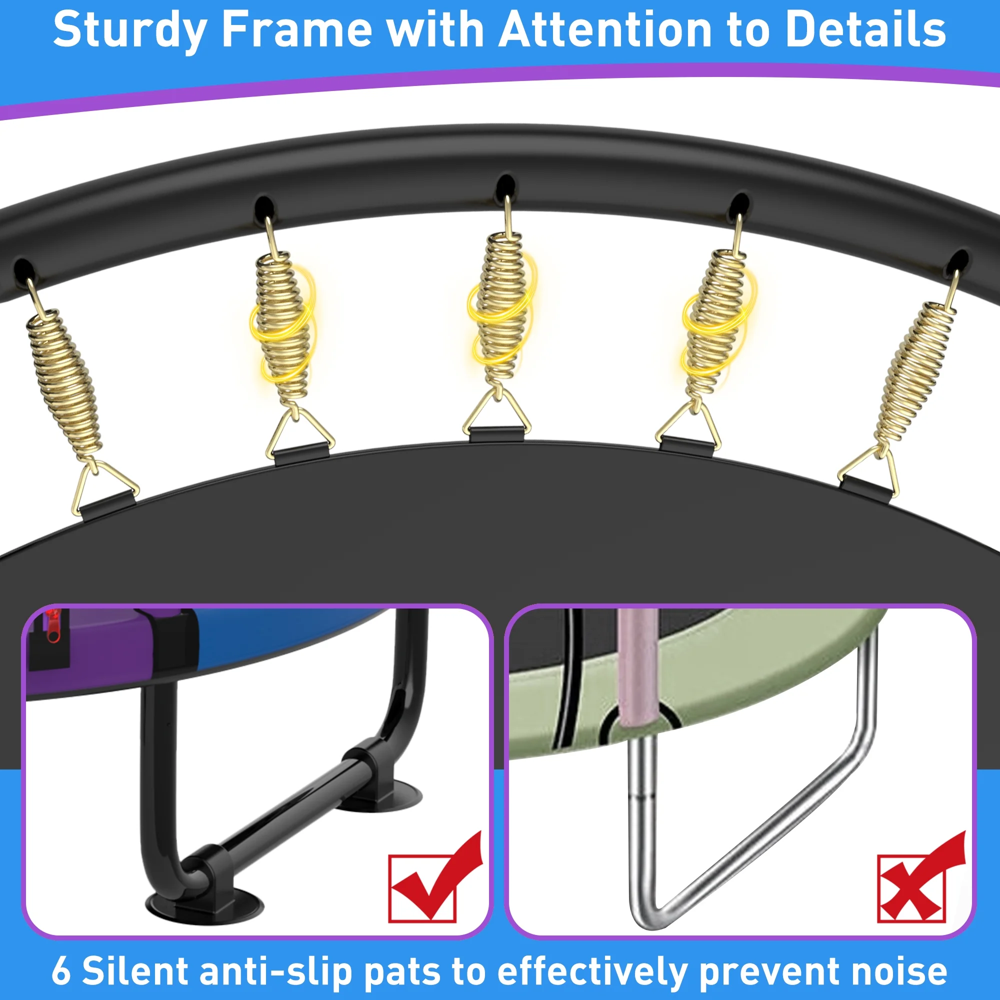 CITYLE Trampoline for Kids 600LBS 60'' 5FT Toddler Trampoline Indoor Outdoor with Basketball Hoop, Swing, Adjustable Bar, Mini Small Trampoline with Enclosure, Gifts for Toddlers, Boys & Girls - Image 40