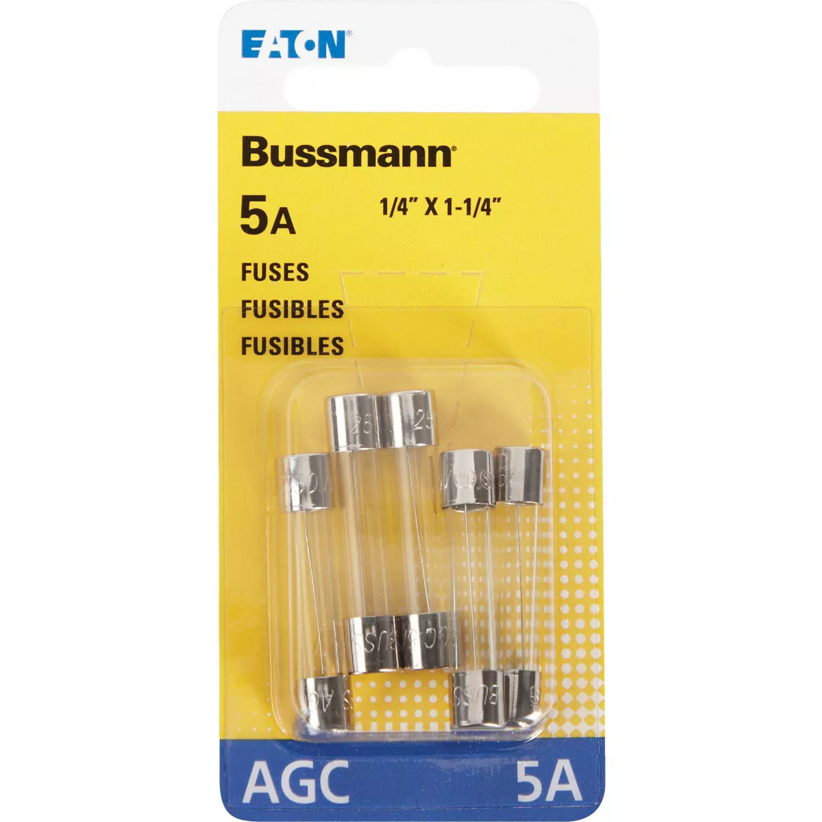 Bussmann 5A 250V AGC Glass Tube Automotive Fuse (5-Pack)