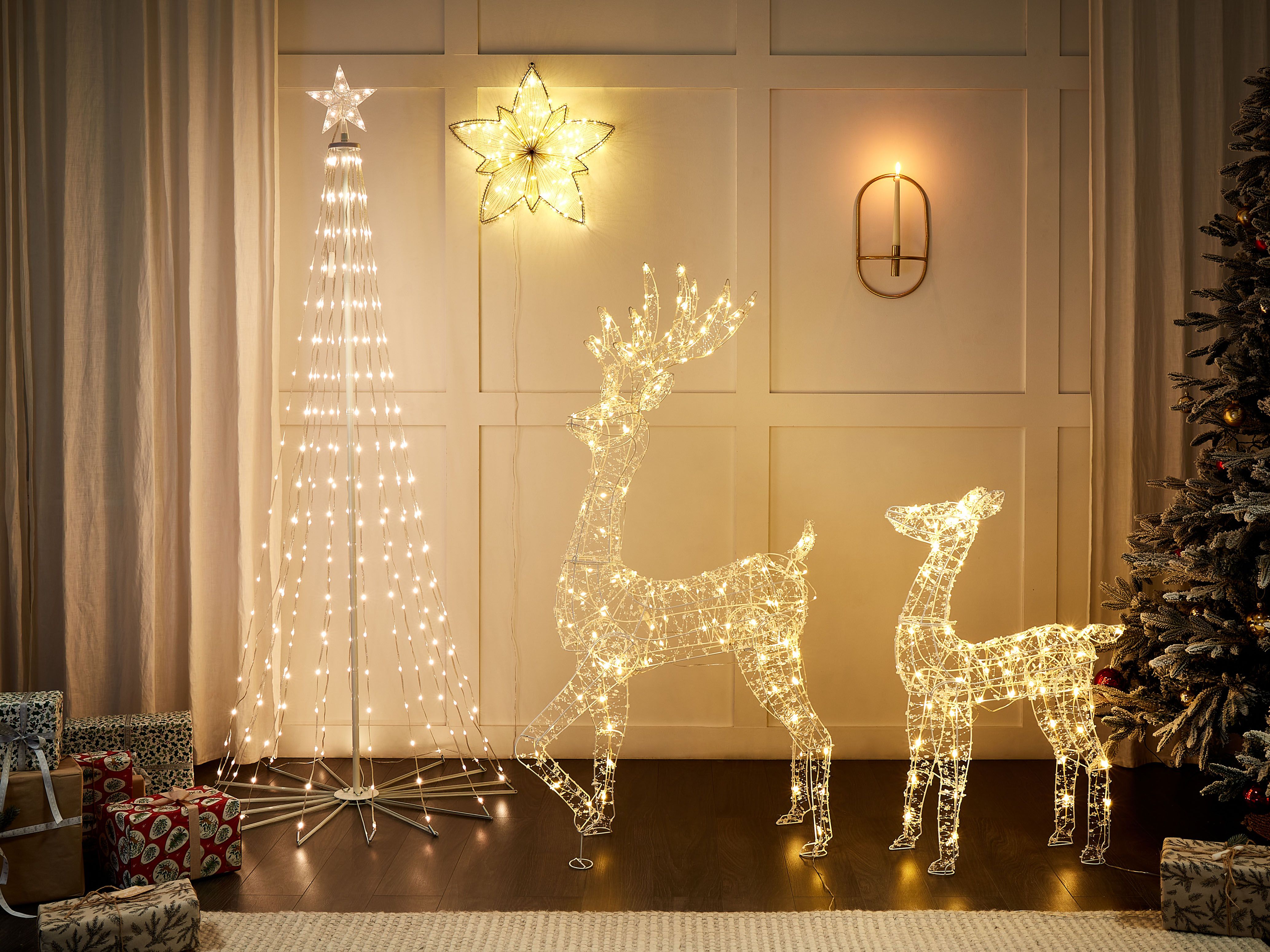 Outdoor Decoration LED HAFNIR Roe Deer 92 cm Silver