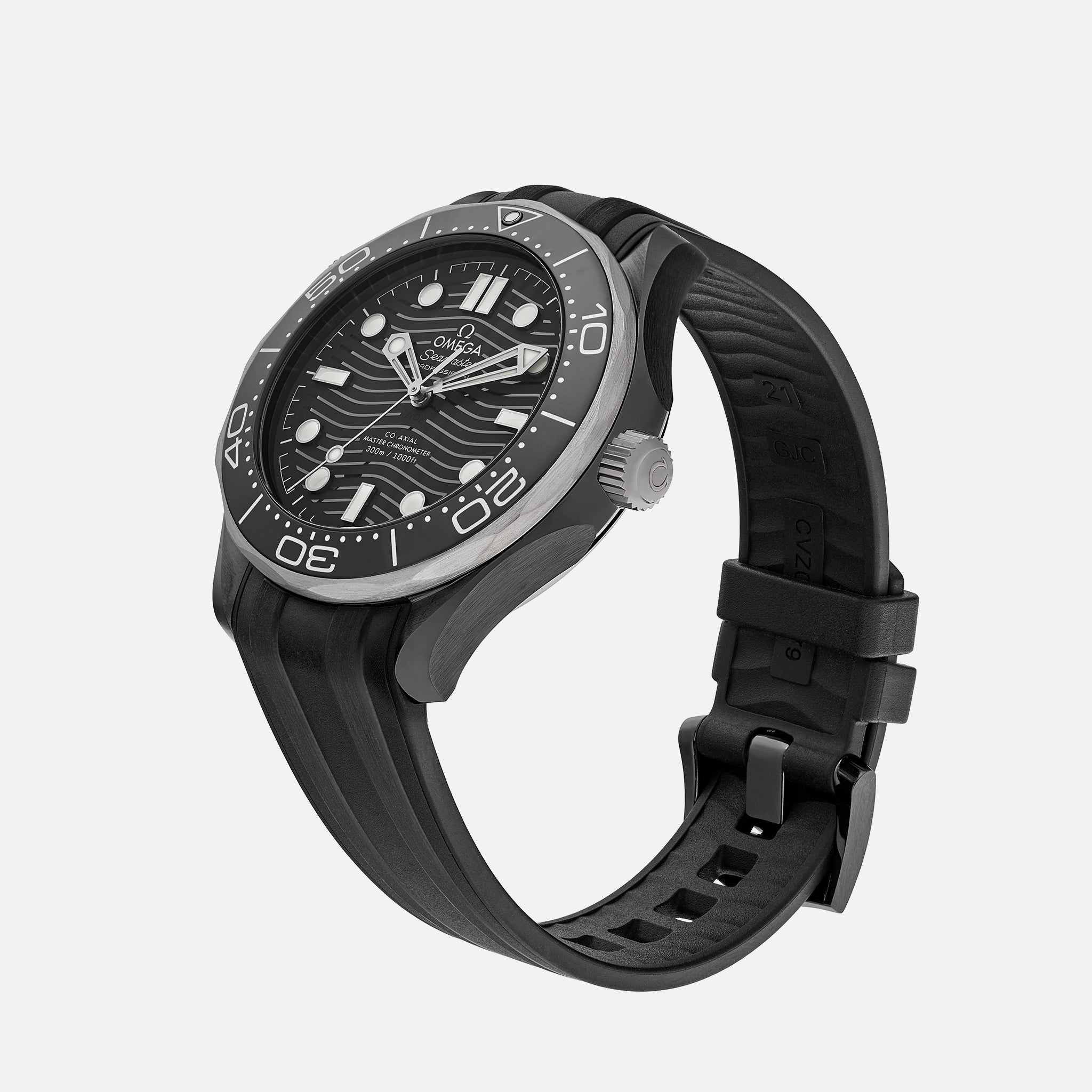 Seamaster Diver 300M Co-Axial Master Chronometer 43.5mm Black Ceramic On Rubber Strap(1:1 replica) - Top club