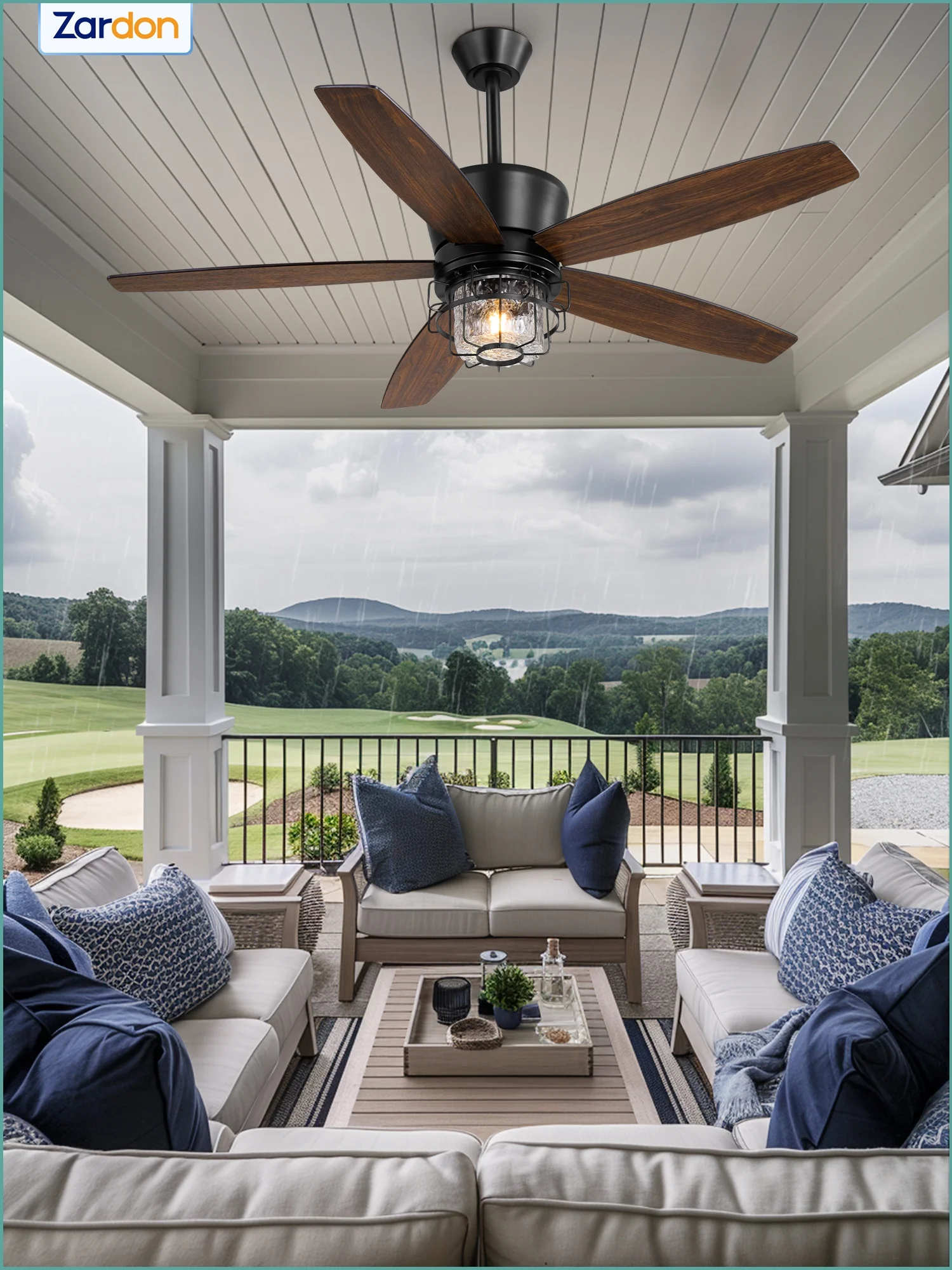 Zardon 20" Outdoor Ceiling Fan with Light and Remote, 7 Blades Caged Waterproof Gazebo Fan for Patio, Porch, Pergola Canopy, App Control - Image 29