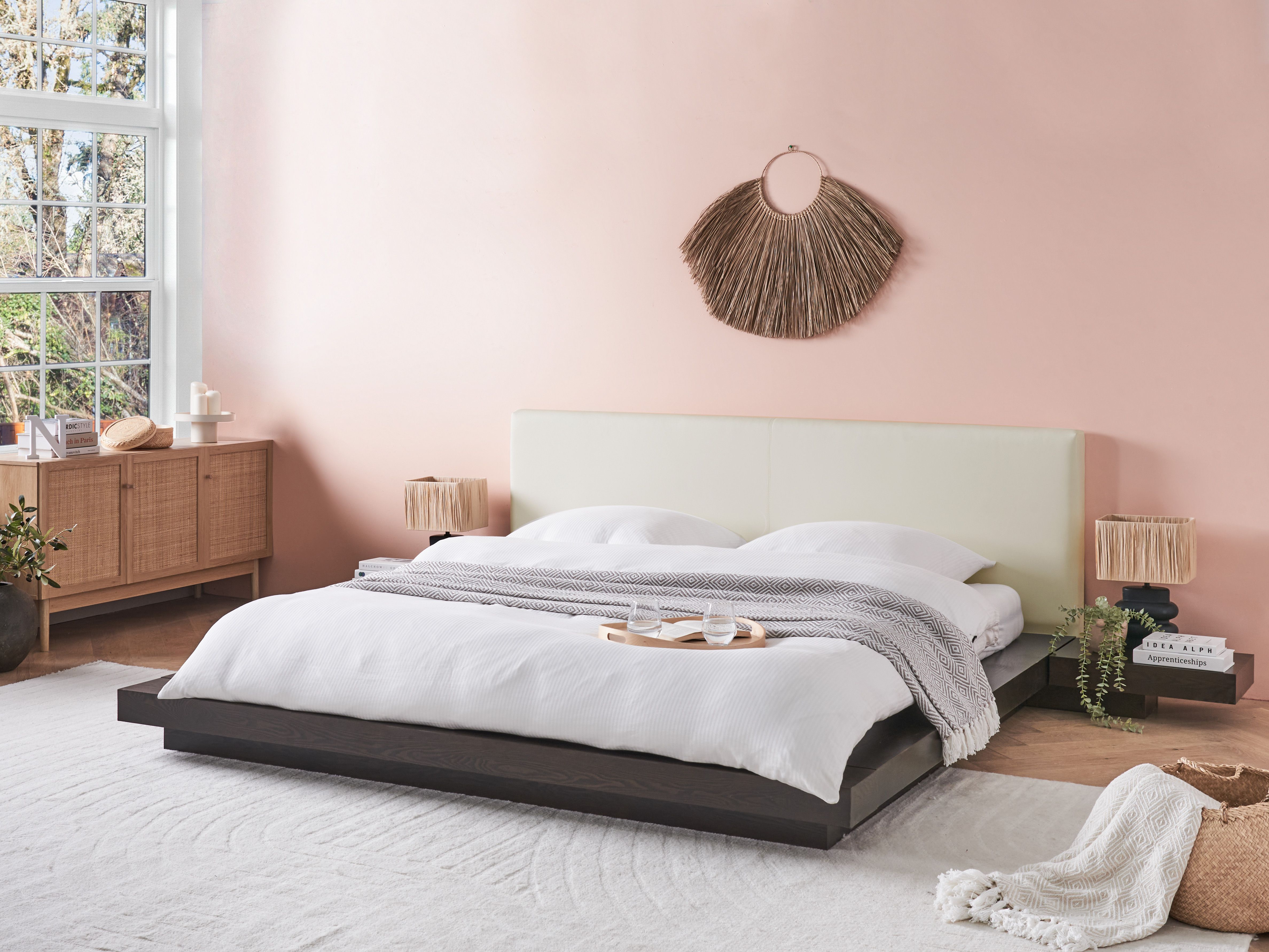 Bed Faux Leather ZEN 180 x 200 cm (EU Super King) Dark Ash Wood