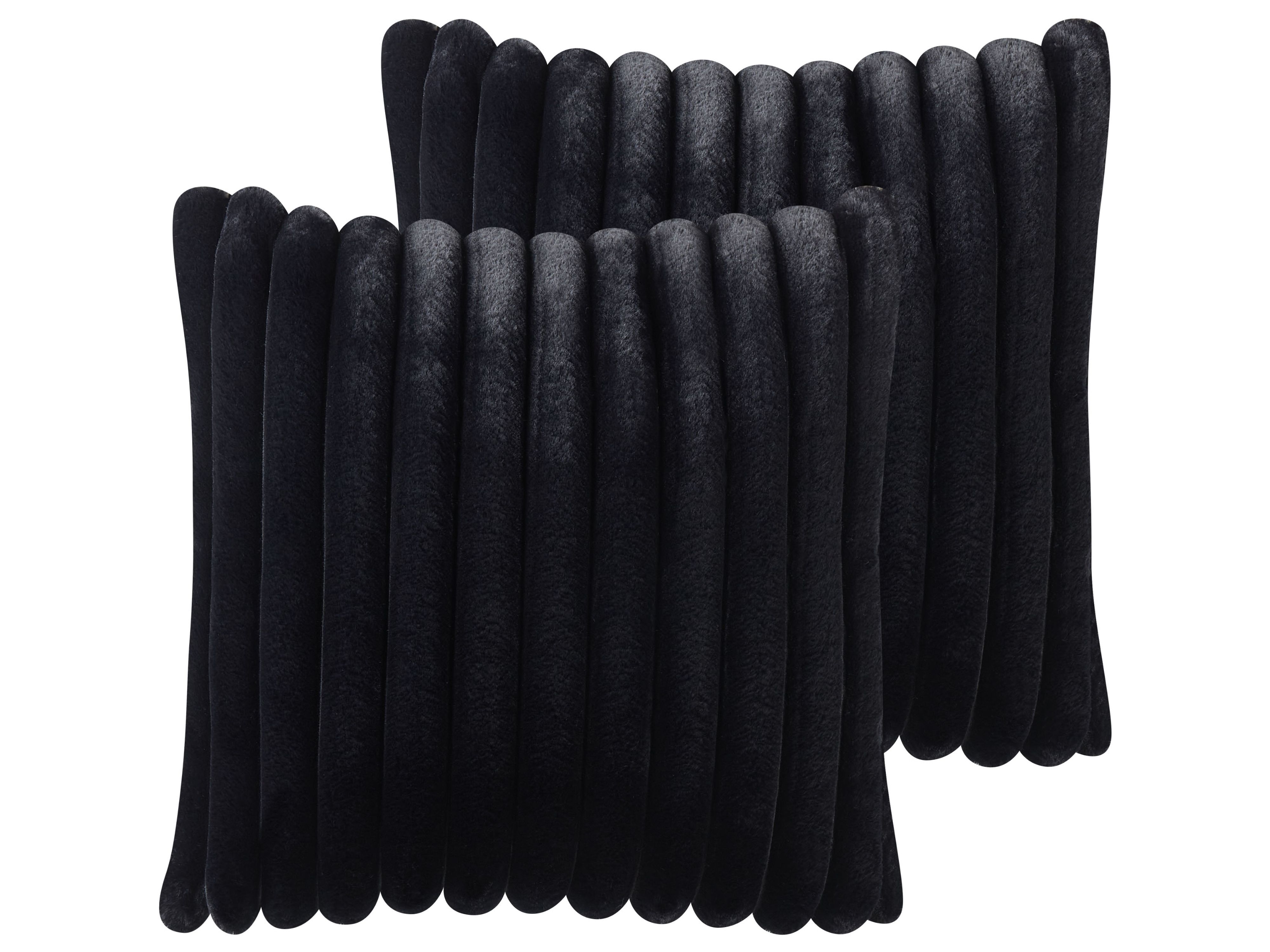 Set of 2 Decorative Cushions RAKYA Faux Fur 45 x 45 cm Black Striped
