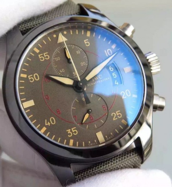 Replica IWC V6 Pilot Chrono IW388002 Real Ceramic Nylon Strap A7750 - Elite Watch Atelier