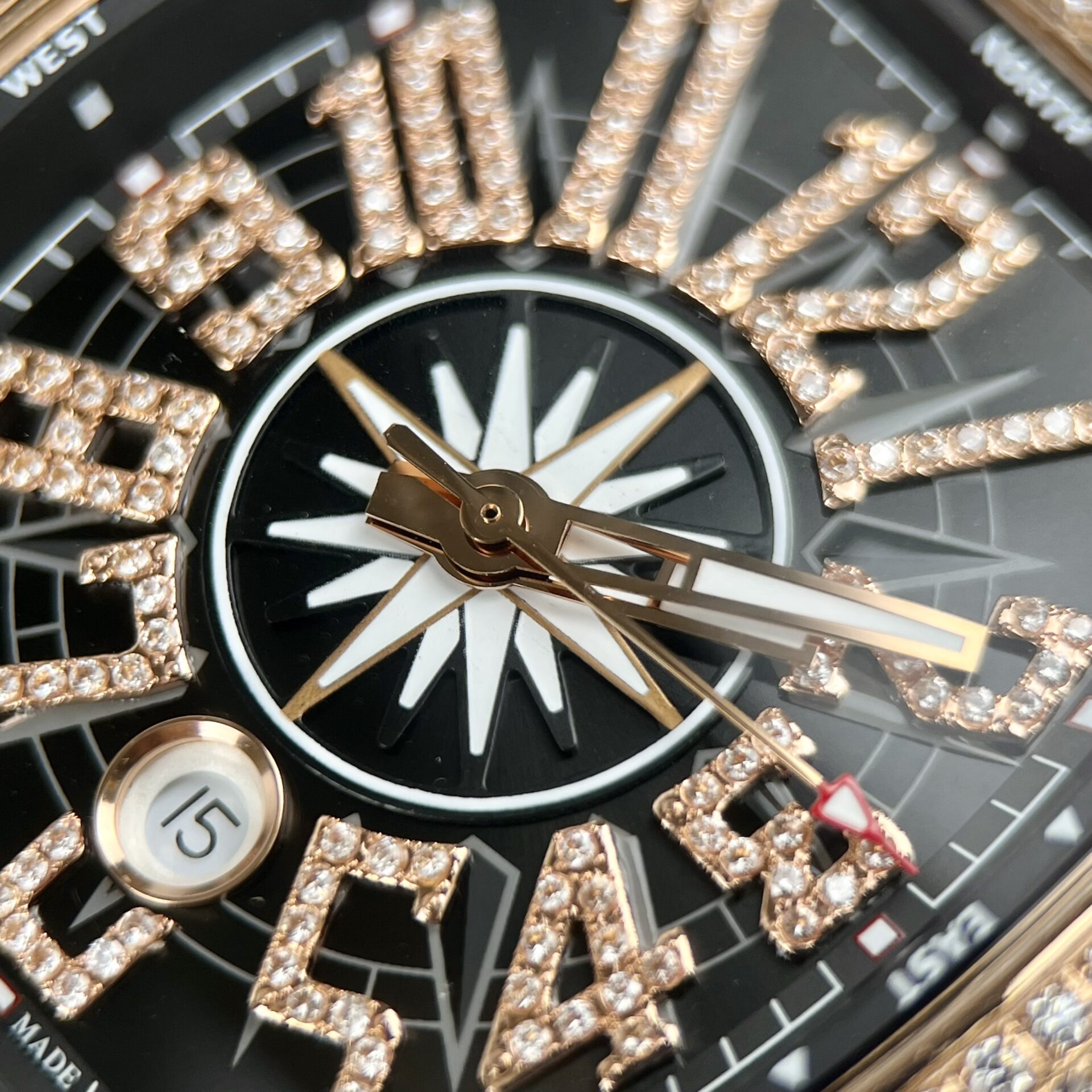 Franck Muller Replica 1:1 Watch V45 Black Dial Diamond Gold Case 45mm - Top club