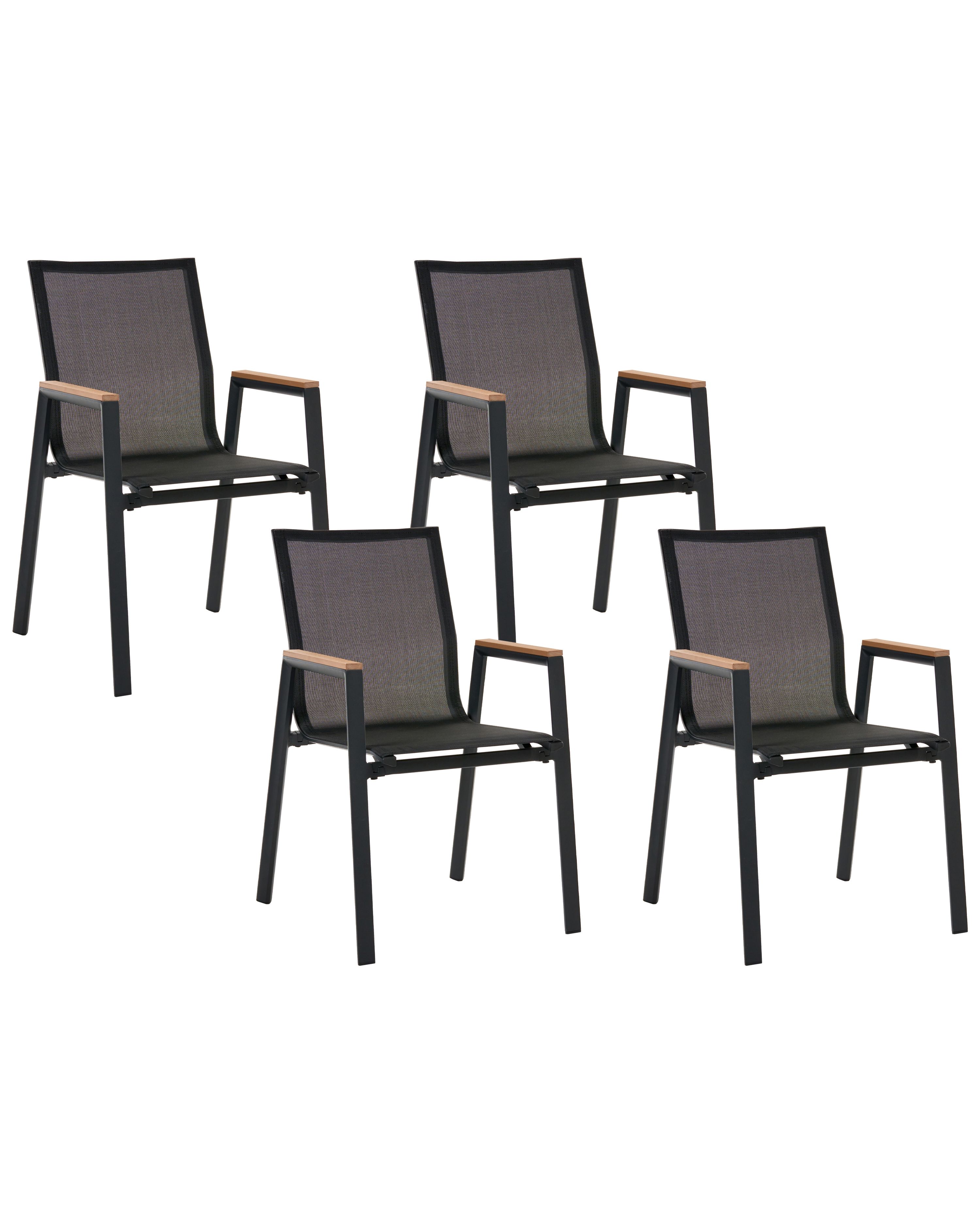 Set of 4 Garden Chairs TIANO Metal Black