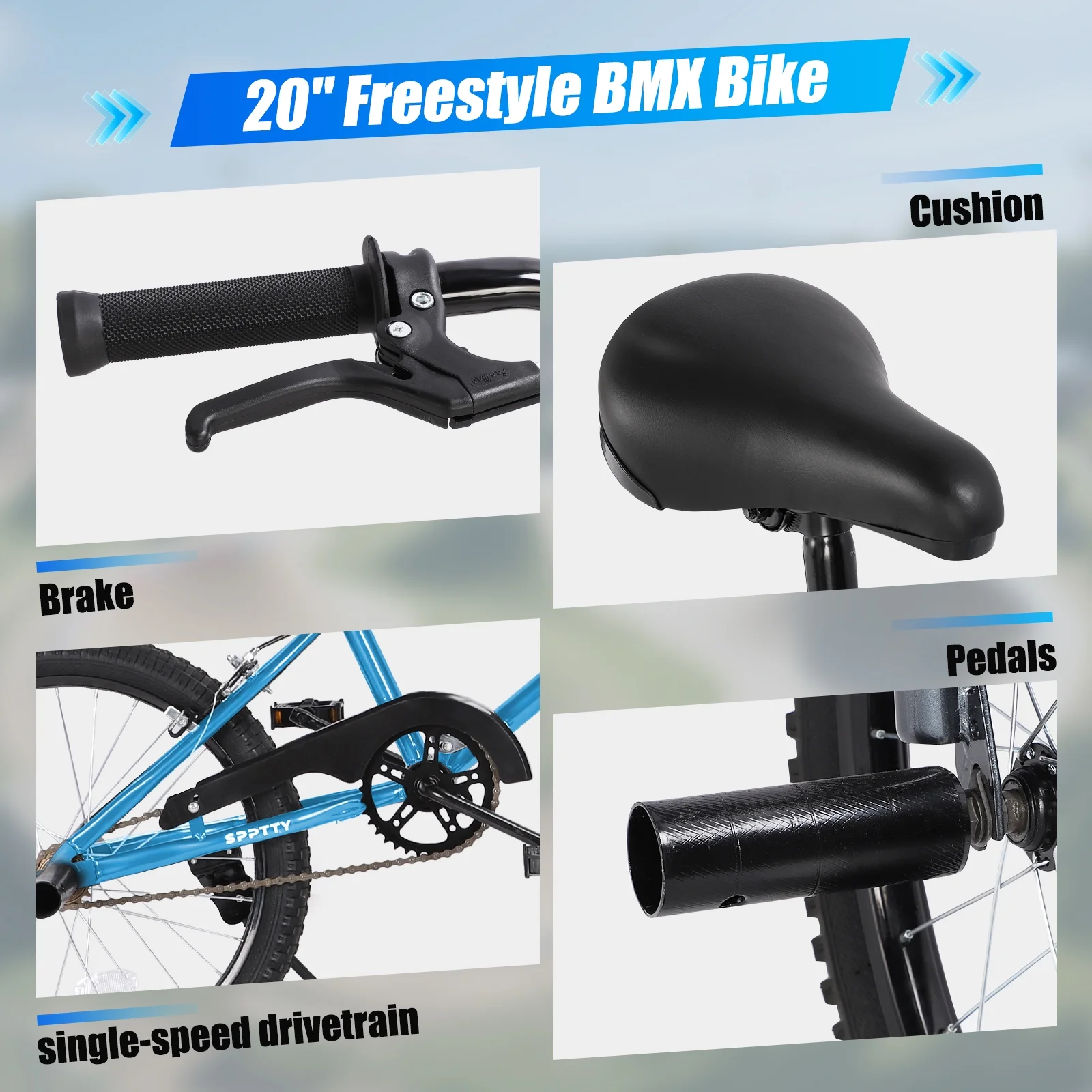 SPPTTY 20" Freestyle BMX Bike with 4 Pegs,Kids Bicycle for Teen Beginner, Age 7-14 Years,Multicolor - Image 22