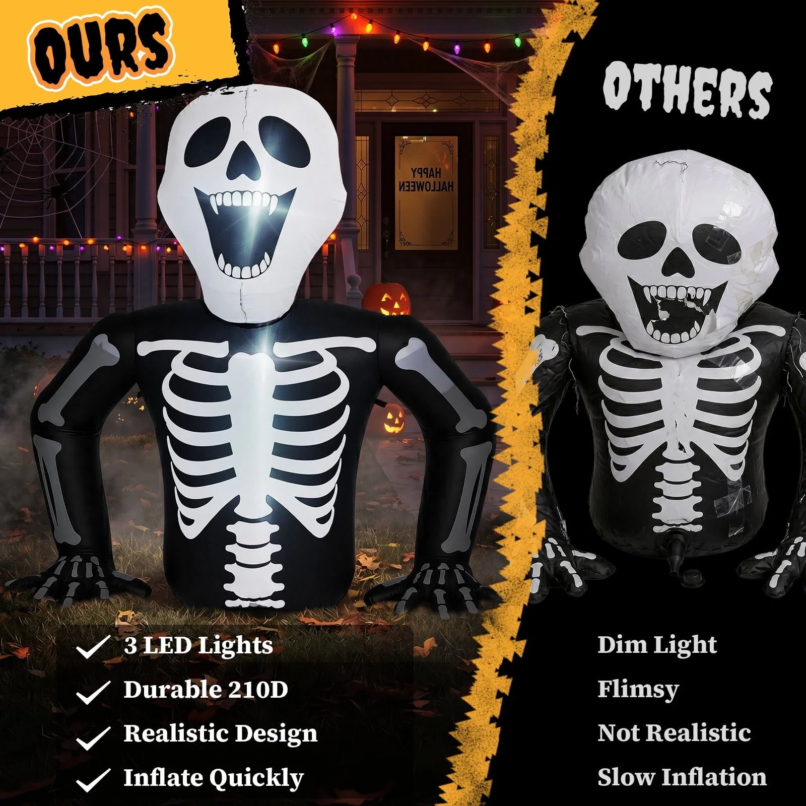 Ktaxon 6' Halloween Inflatables Skeleton Outdoor Halloween Decoration Emerging Large Skeleton - Image 6 Ktaxon 6' Halloween Inflatables Skeleton Outdoor Halloween Decoration Emerging Large Skeleton - Image 6