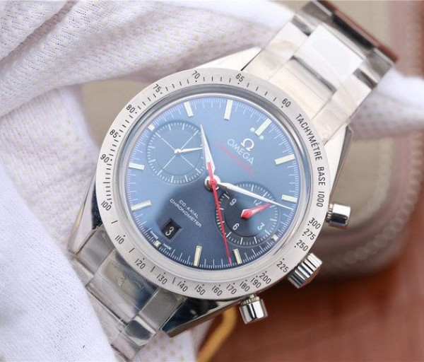 Replica Omega OMF Speedmaster 57 Co-Axial Blue Dial SS Bracelet A9300 - Elite Watch Atelier