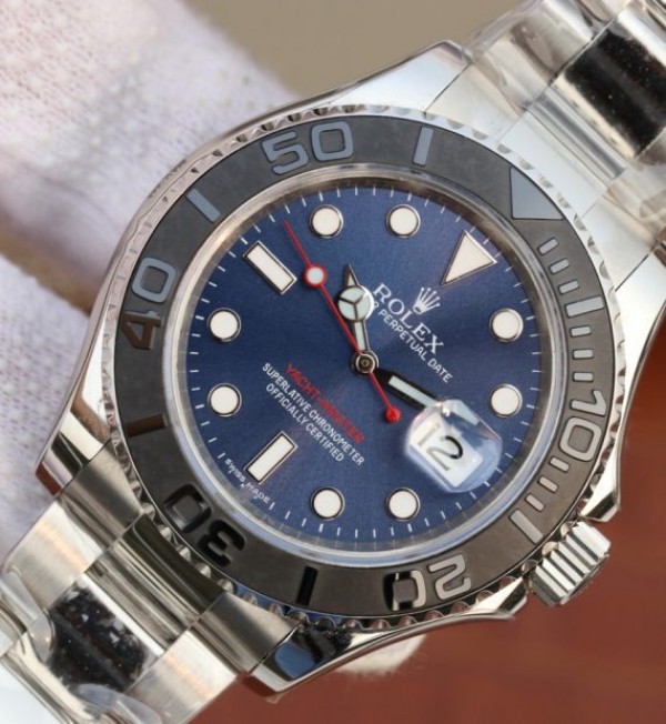 Replica Rolex Yacht-Master 116655 SS EW Blue Dial on SS Bracelet A3135 - Elite Watch Atelier