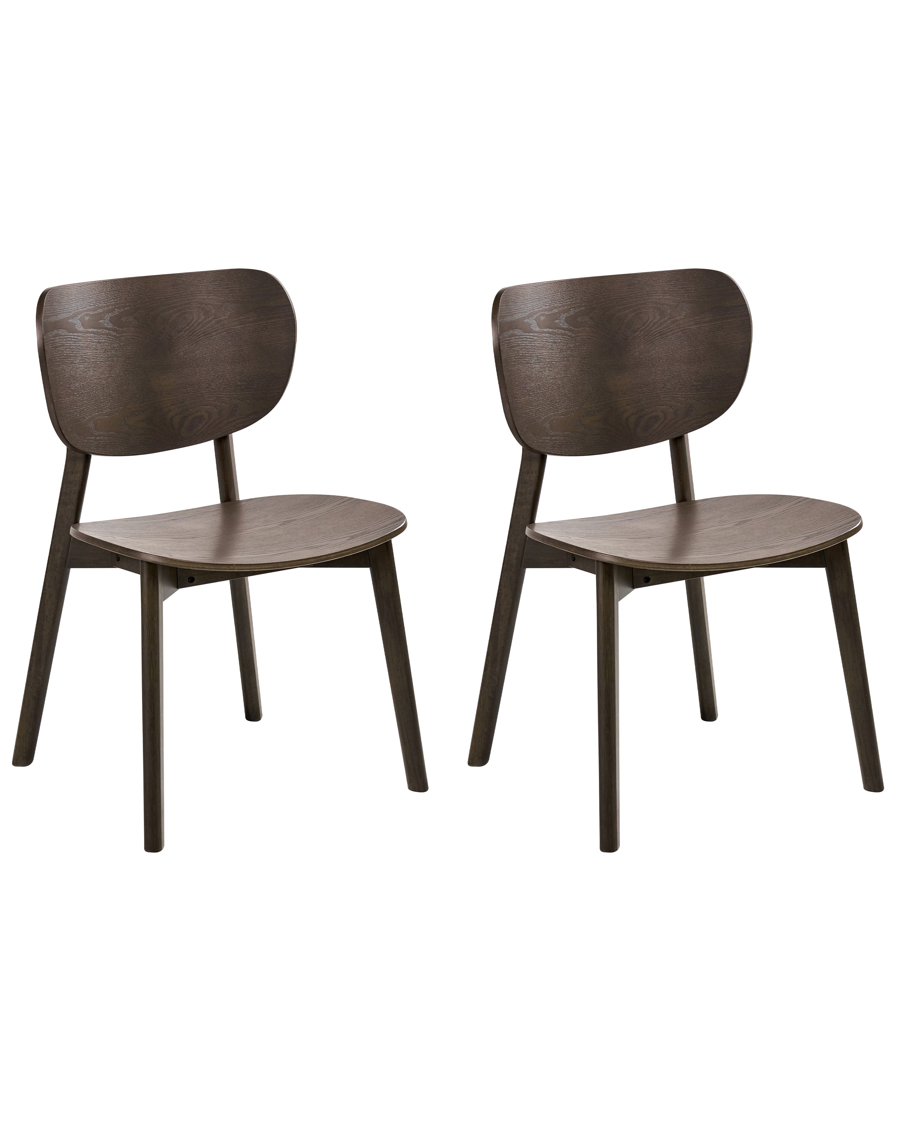 Set of 2 Dining Chairs OVERLY Wood Dark Brown