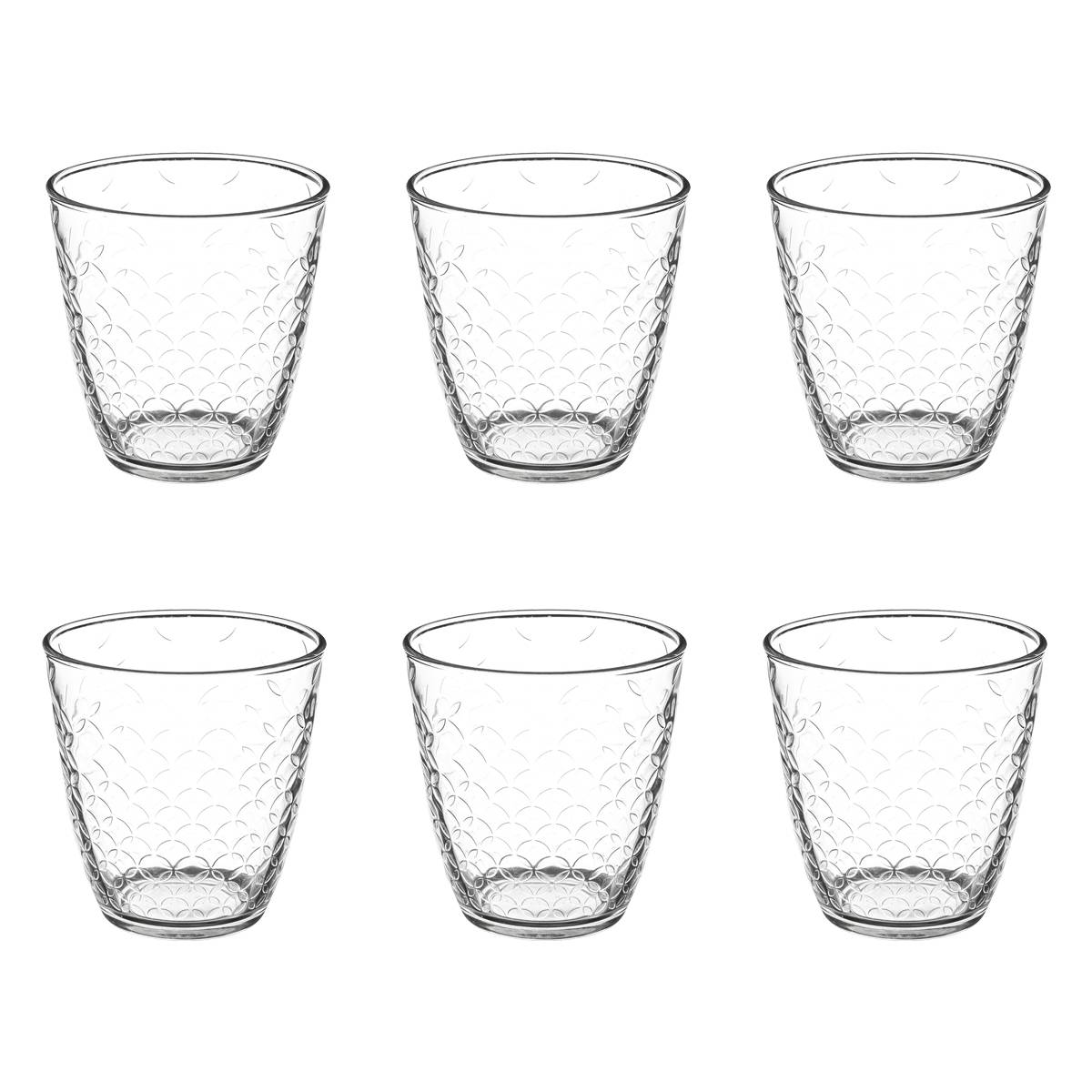 Set of 6 low tumblers "Rome'Eau" 250 ml, Transparent