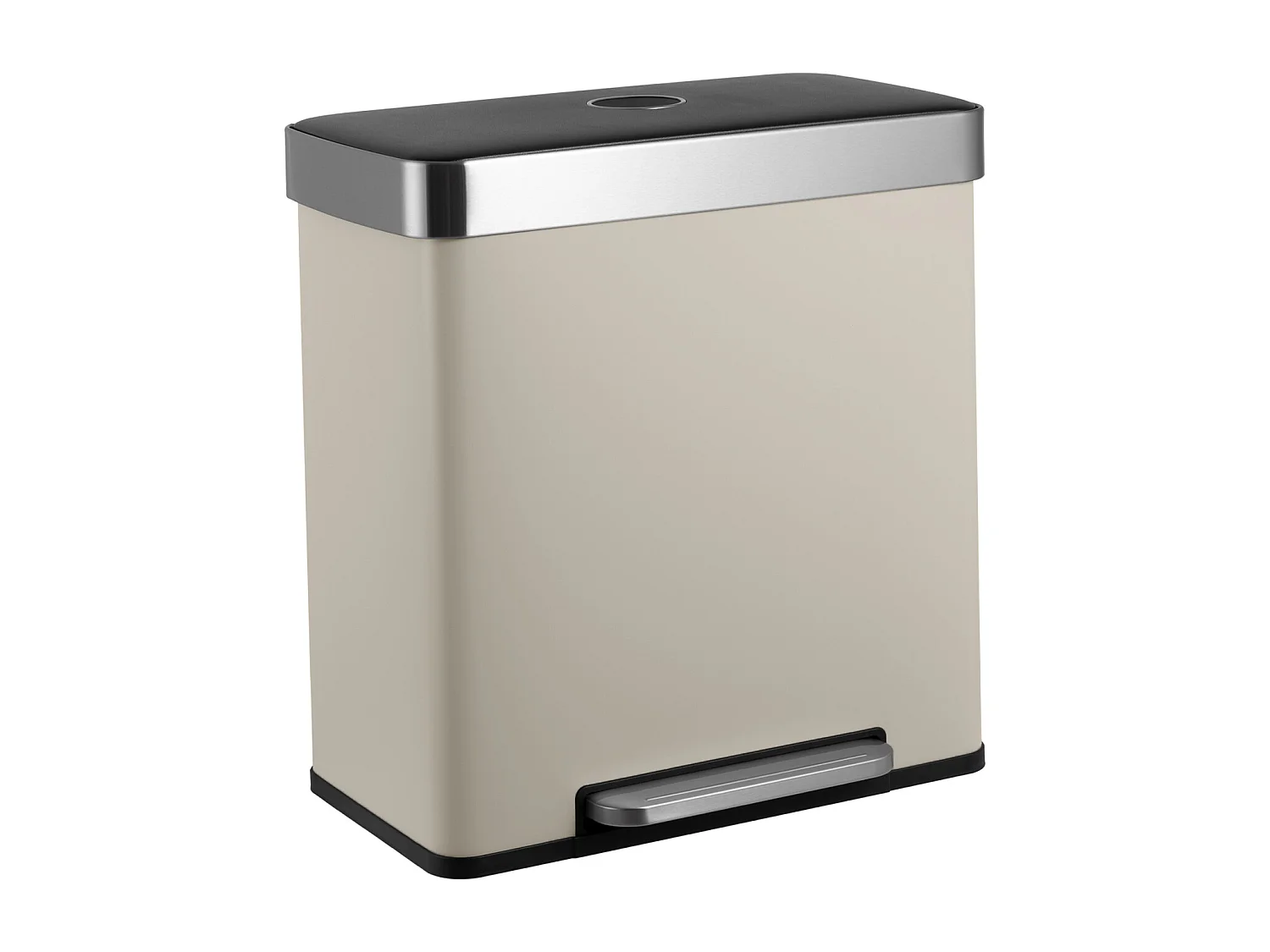 SVITA LT2X30 Poubelle 60l Poubelle à pédale 2 compartiments avec couvercle taupe