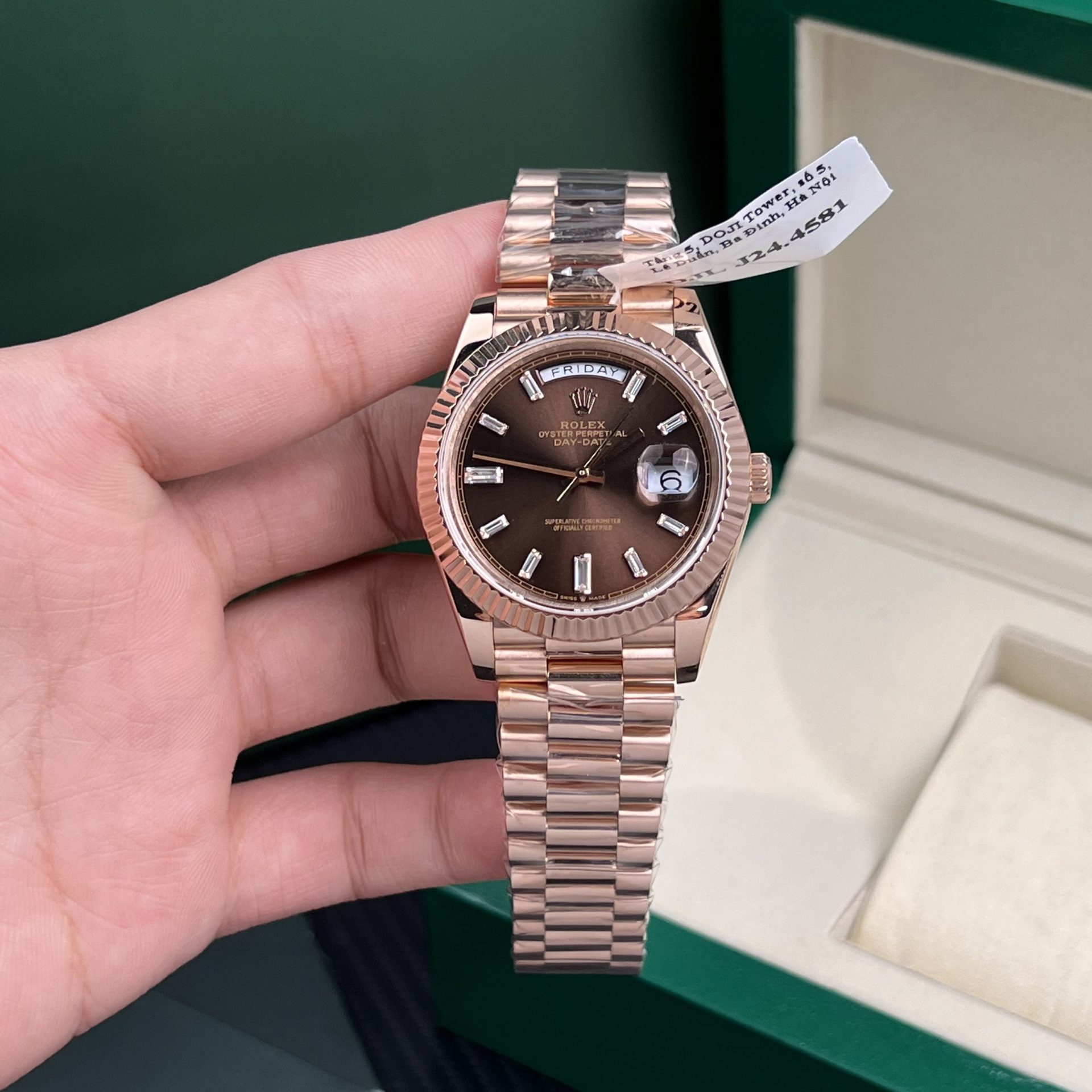 Rolex Best Replica Watch Day-Date Gold Wrapped Chocolate Dial Weight 177gram GM Factory 40mm - Elite Watch Atelier