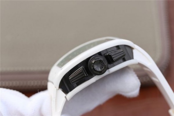 Replica Richard Mille RM011 White Ceramic Felipe Massa Green Inner Bezel White Rubber Strap A7750 - Top club