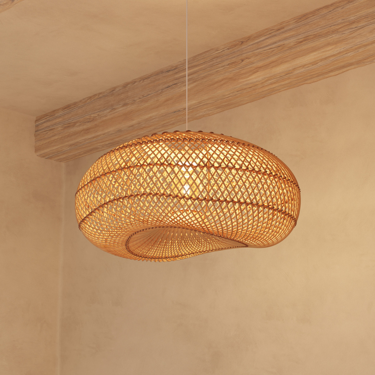 Suspension lamp "Jeny" Rattan, D.68 cm