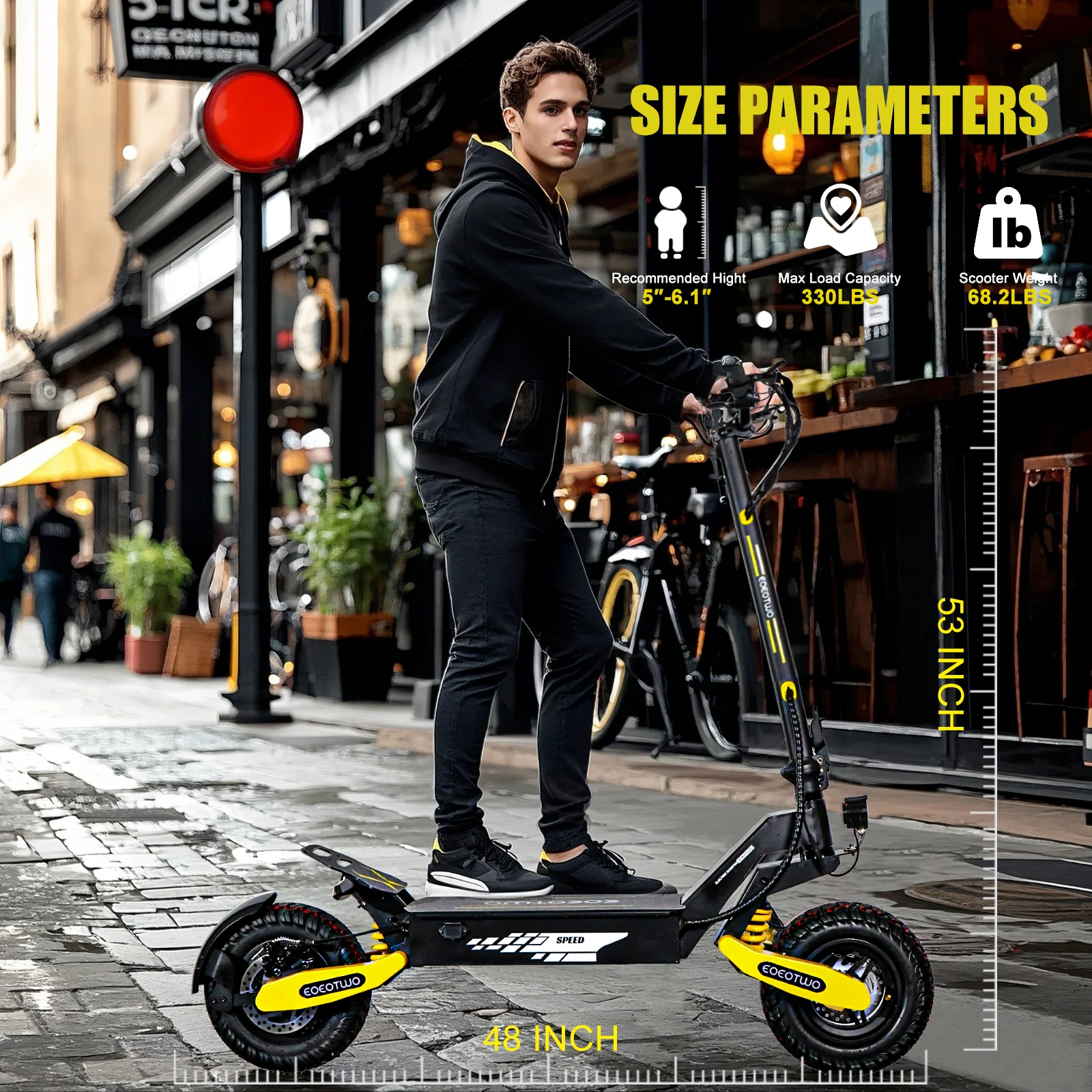 Off Road Electric Scooter for Adults, 1200W Motor Fast E Scooter, Up to 28MPH Top Speed & 20Miles Long Range, 11" Off-Road Tires, 330lbs MAX Load, Foldable - Image 13