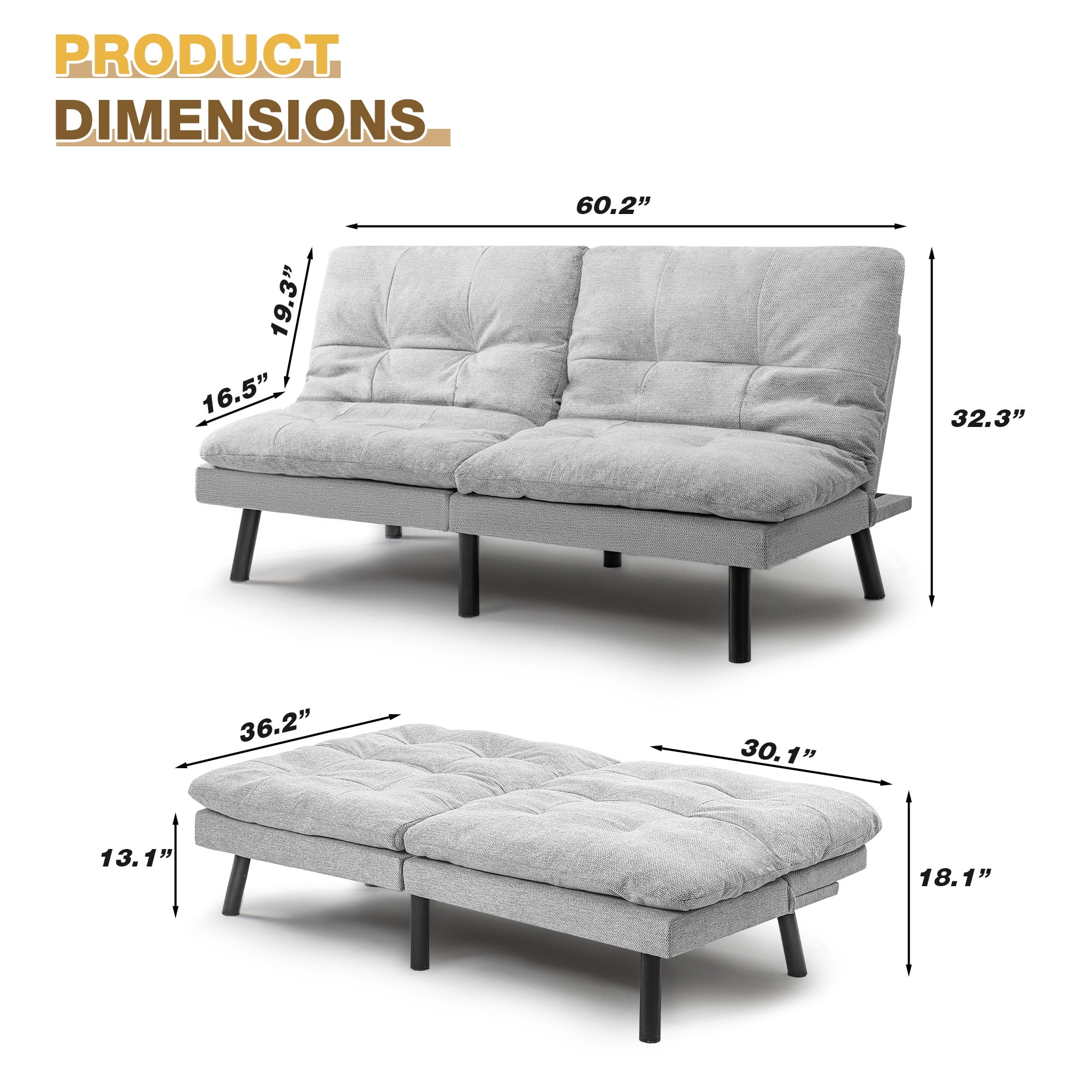 Homall Futon sofa, Two Seat Adjustable Sofa, Corduroy Fabric, Upholstered Sofa, Sofa Changeable into Bed, Leisure Reading and Games, Green - Image 27