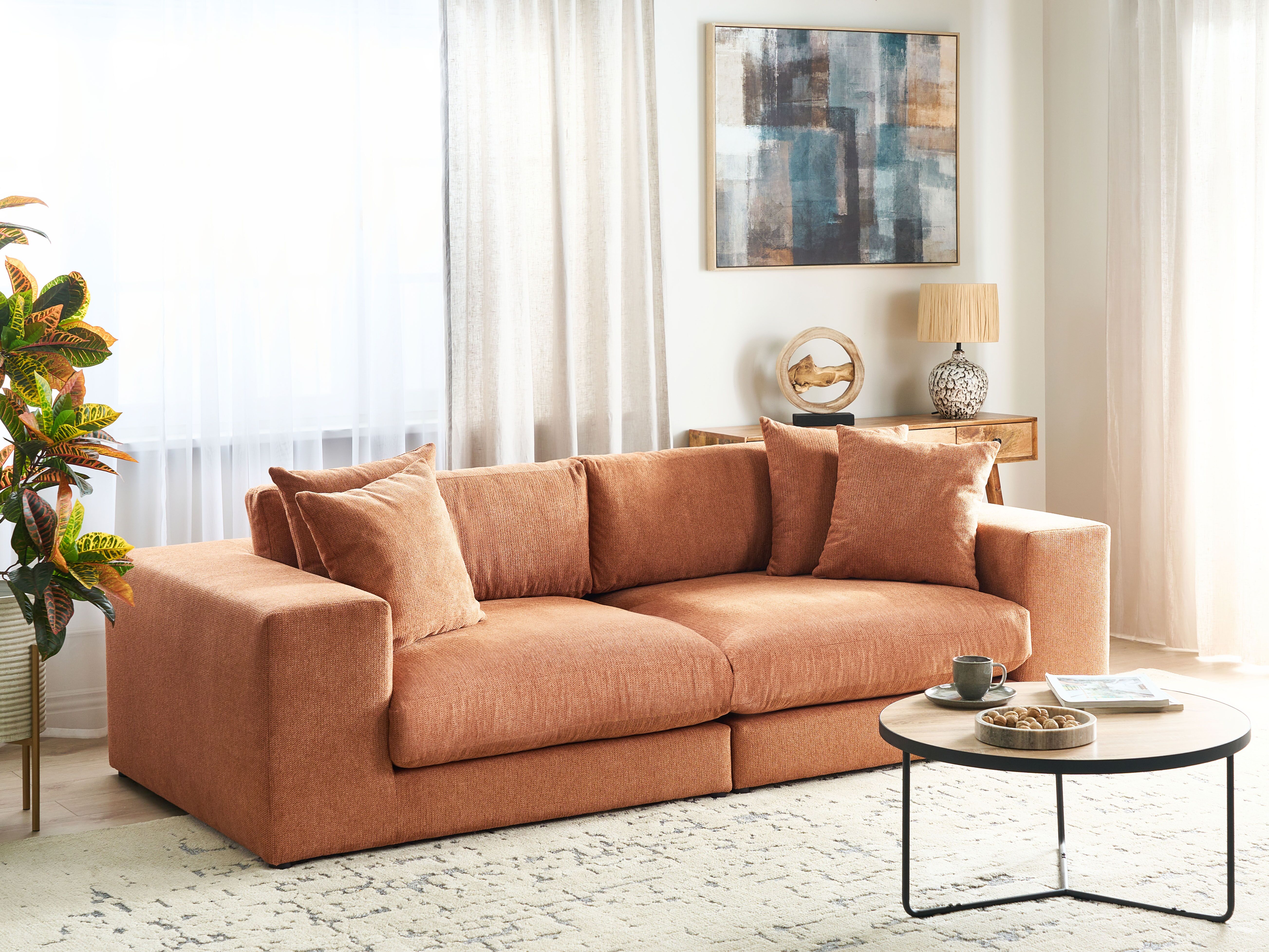 Sofa 3 Seater GLORVIKA II Fabric Orange