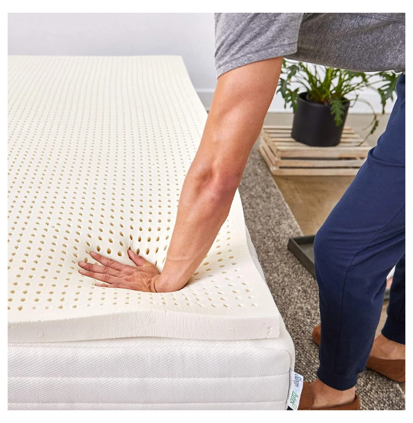 Pure Green Natural Latex Mattress Topper - Firm - 1 Inch - XL Size (GOLS Certified Organic)