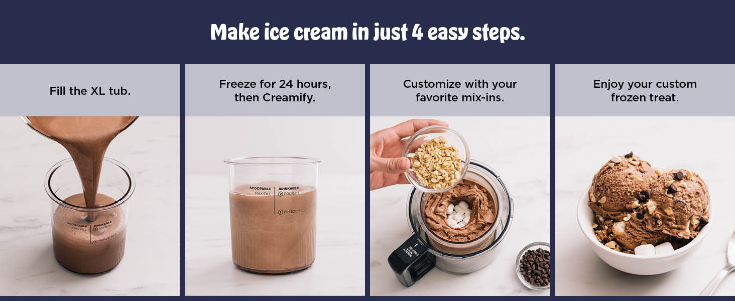 5 fonctions exclusives du Ninja CREAMi Deluxe : Crème glacée, Mix-Ins, Milkshake, Sorbet, Gelato, Crème glacée légère
