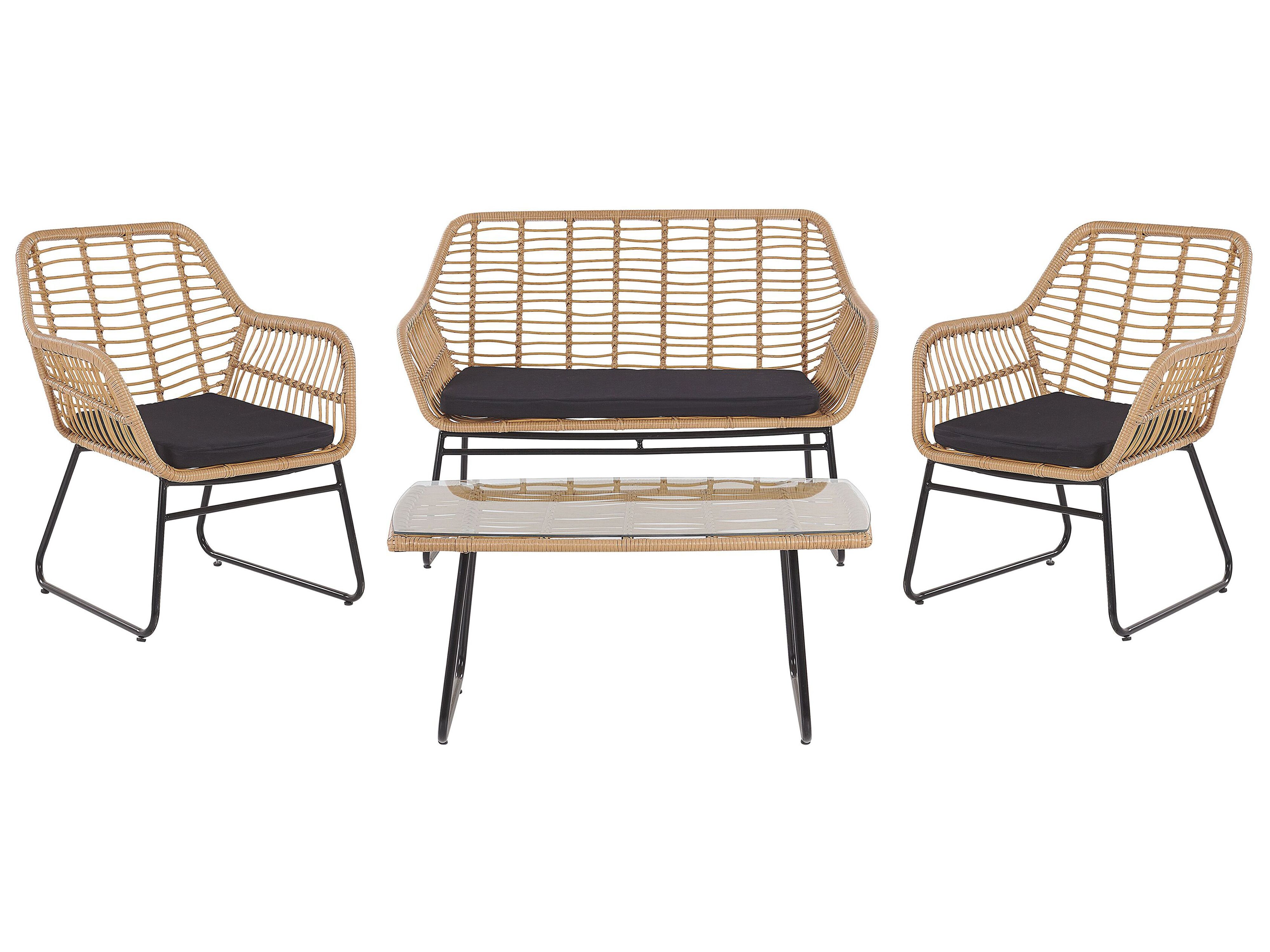 Garden Lounge Set with Table 4 Seater MINORI PE Rattan Beige