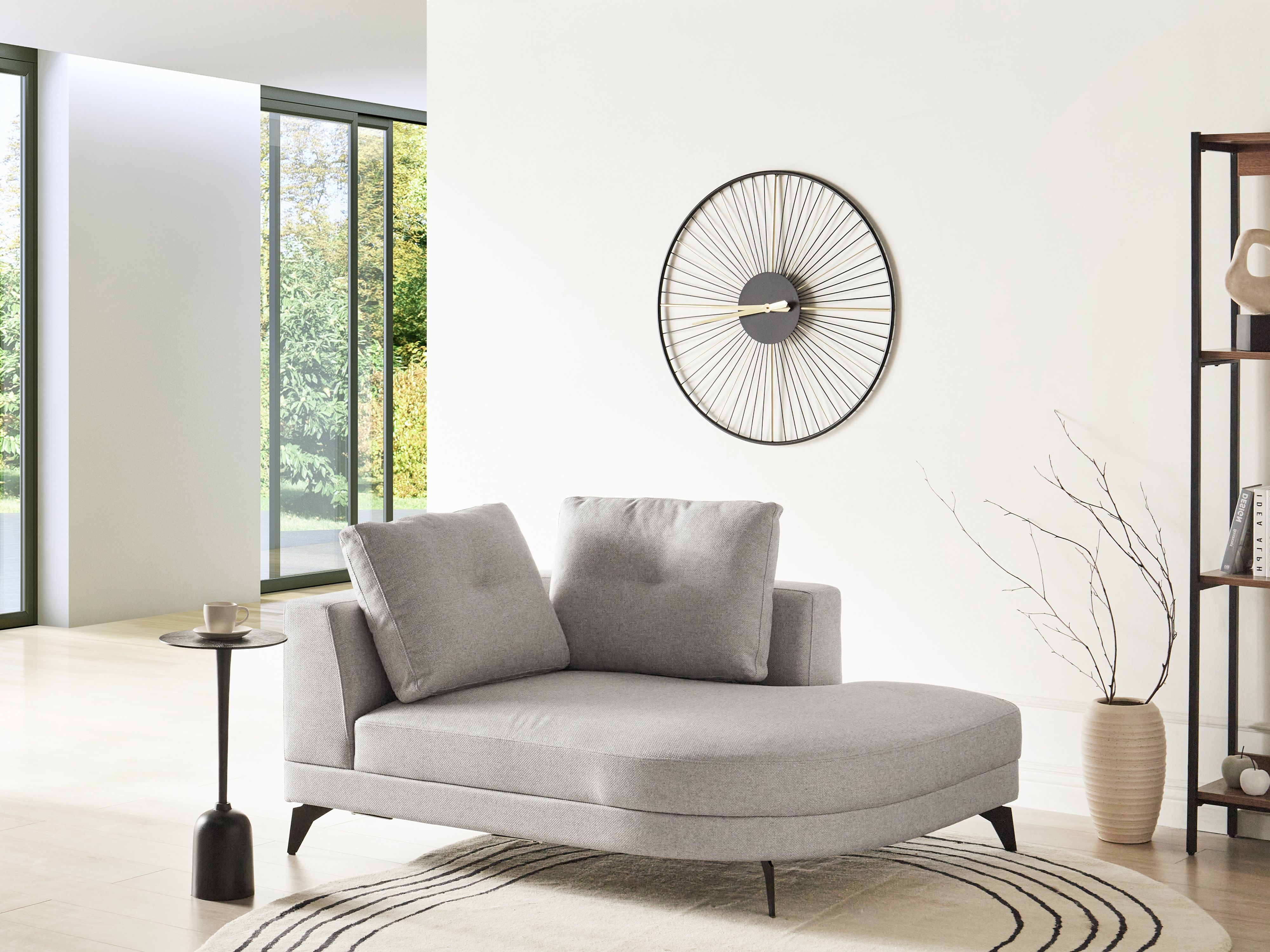 Chaise Longue MARUM Faux Linen Grey