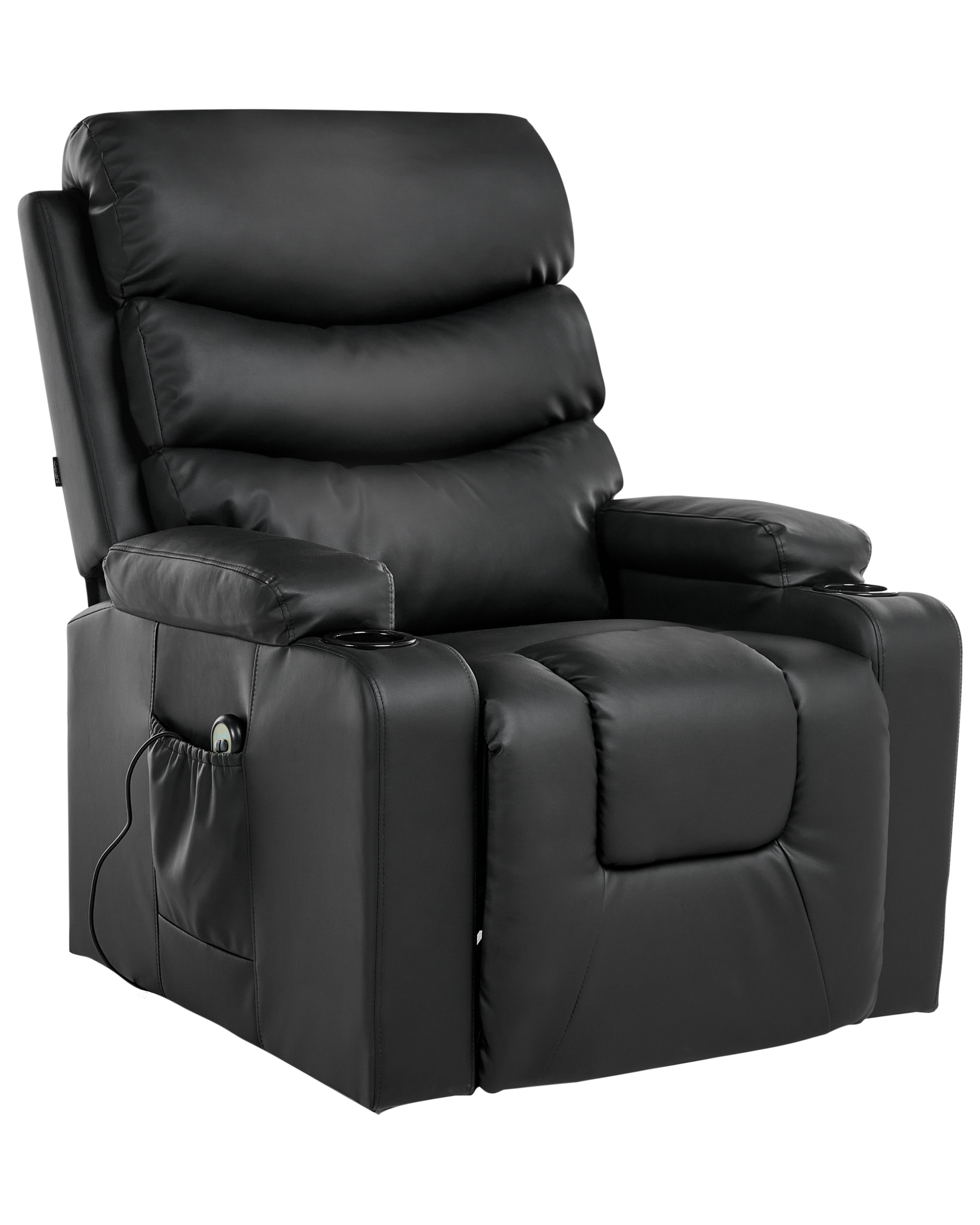 Electric Recliner Chair ETER with Footrest Faux Leather Black